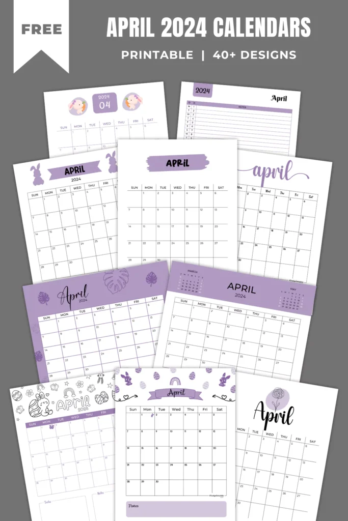 April 2024 Calendars | 40 Free Printable PDF