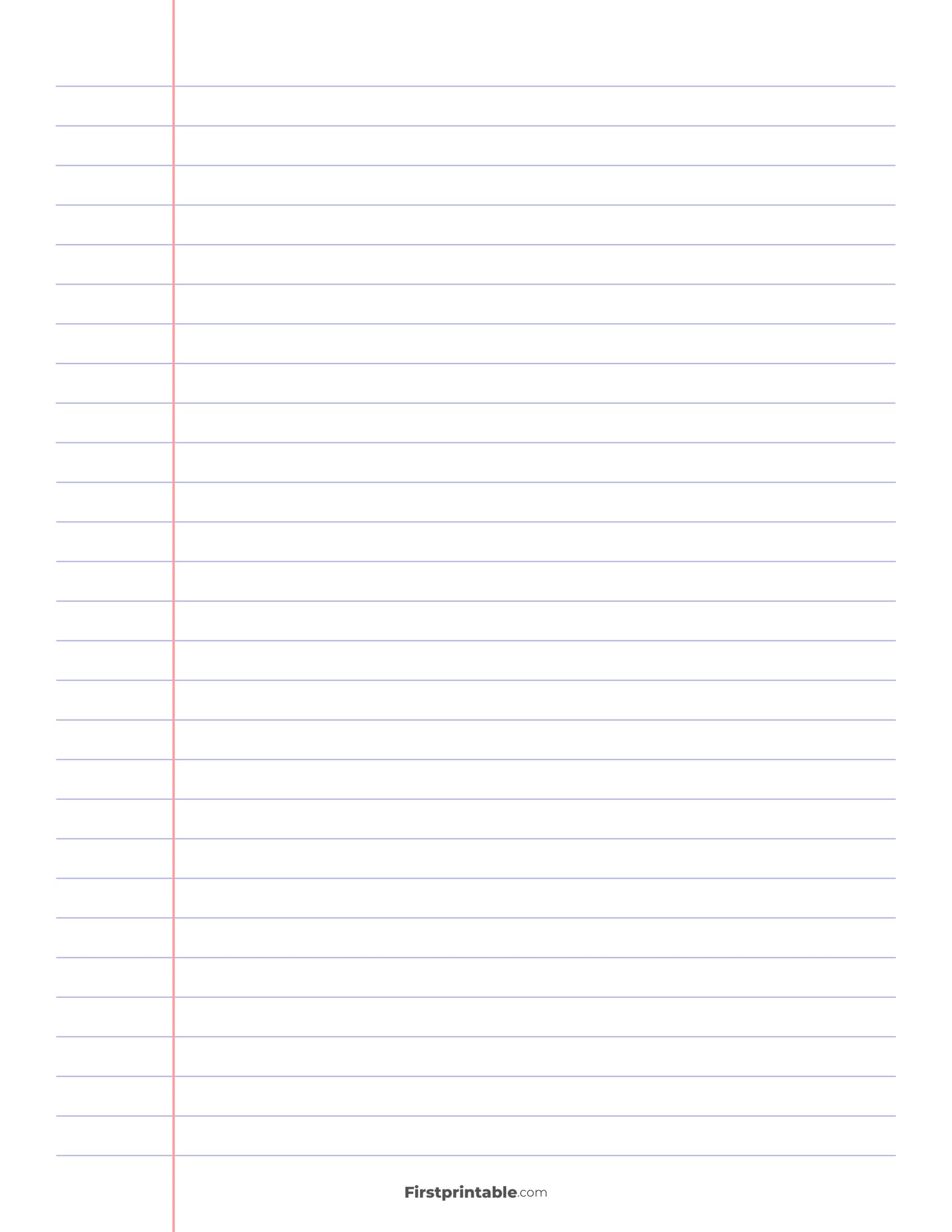 Printable Blue Lined Paper Template - Wide Ruled