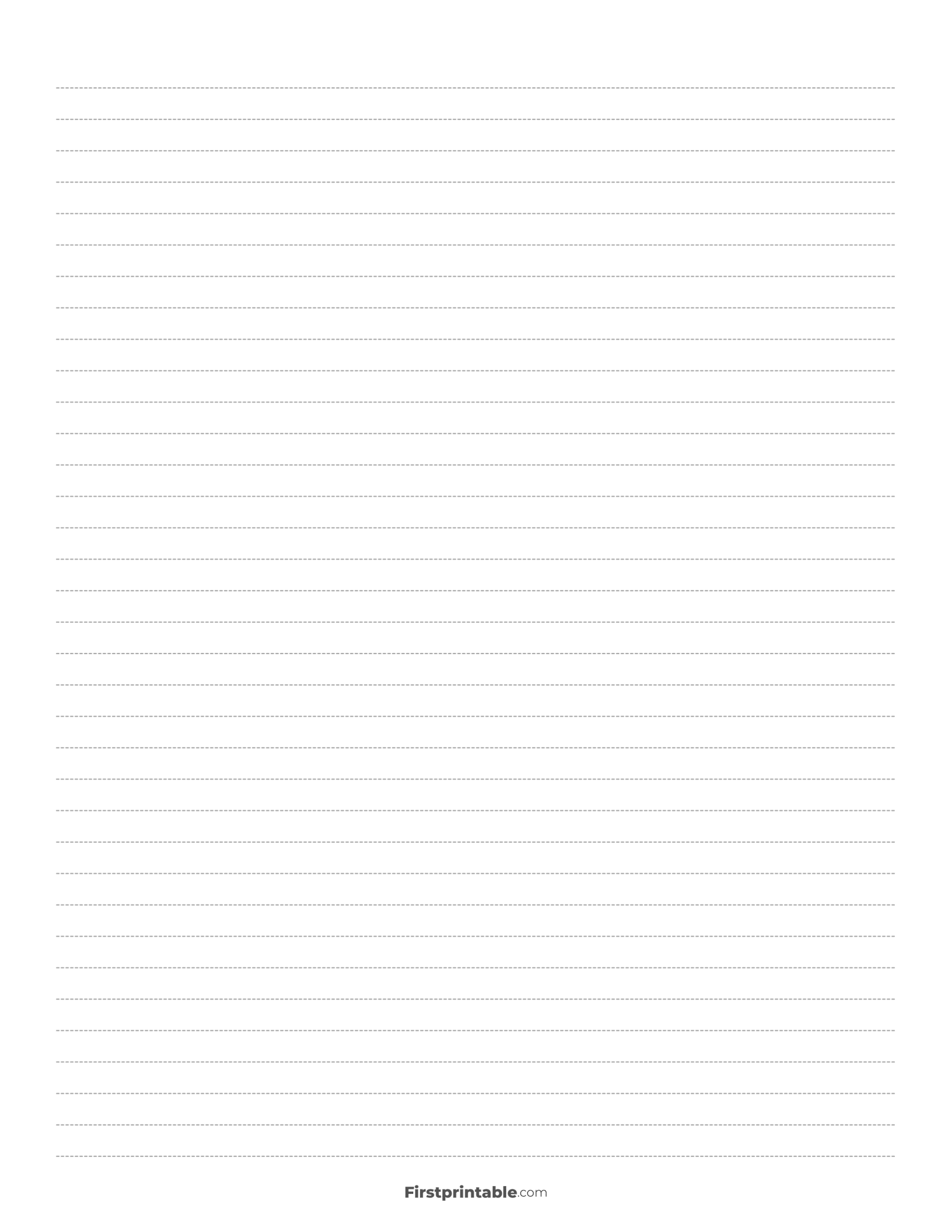 Printable Dash Lined Paper Template - College Ruled