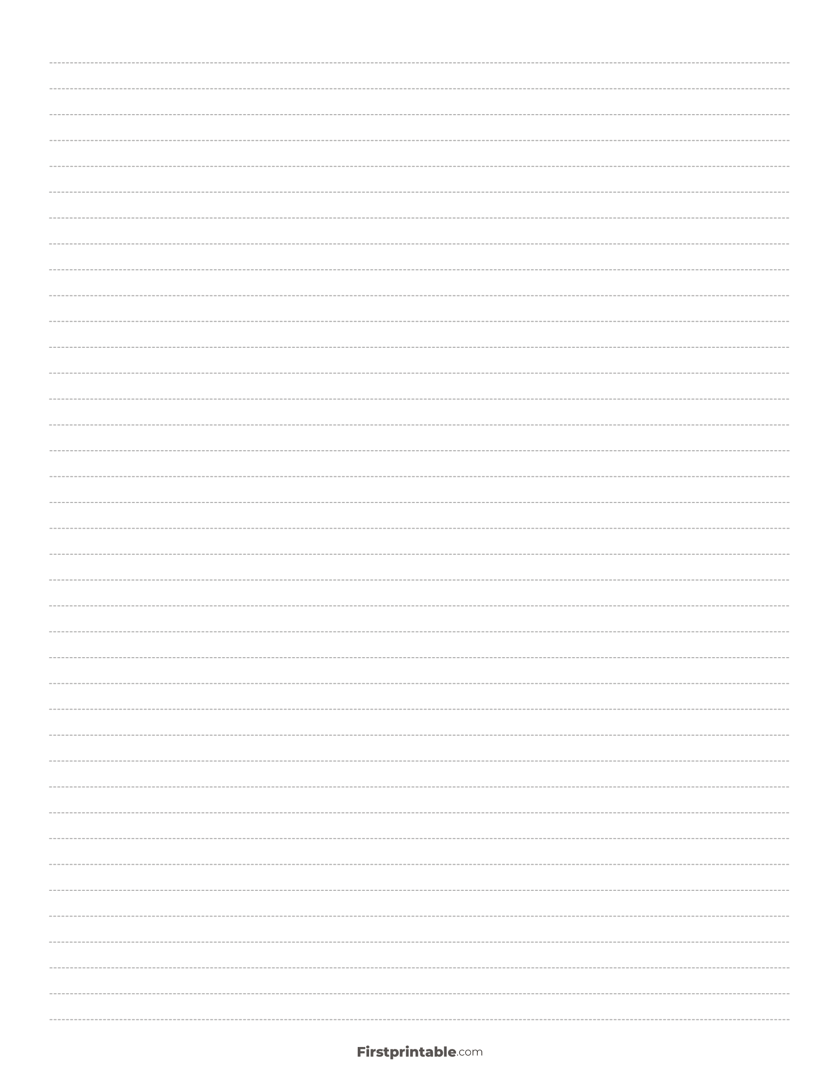 Printable Dash Lined Paper Template - Narrow Ruled