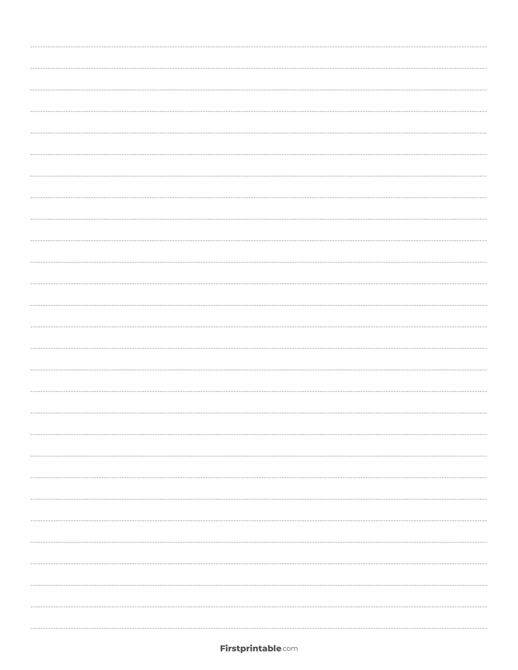 Printable Dash Lined Paper Template - Wide Ruled