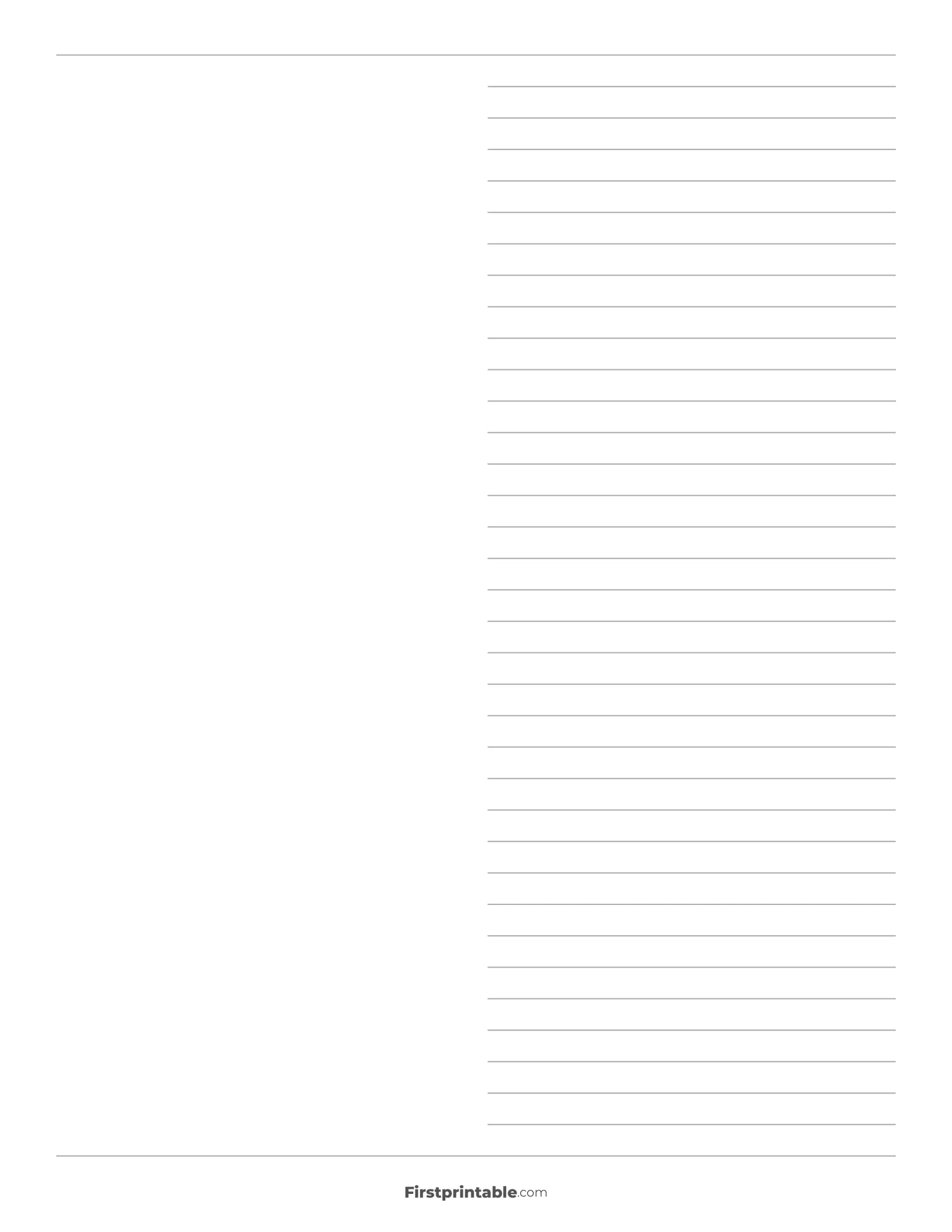 Printable Half Lined Paper - Right