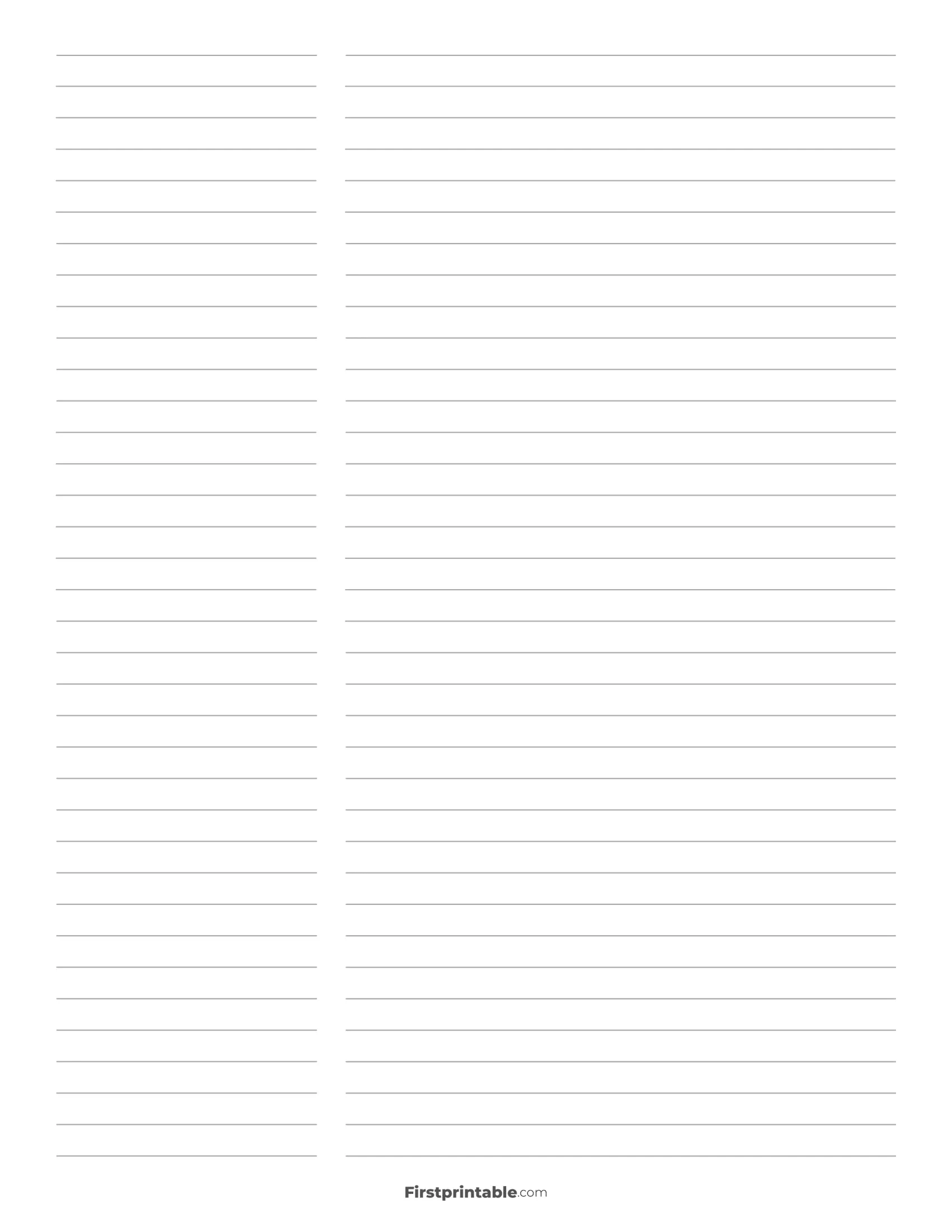 Printable Lined Paper - 2 Column Right