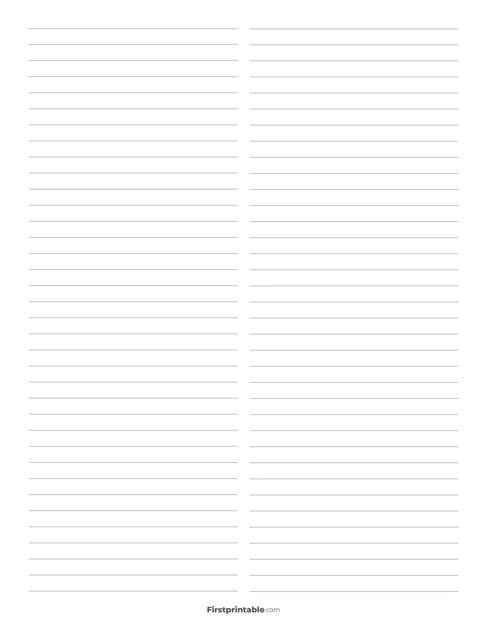 Printable Lined Paper - 2 Column