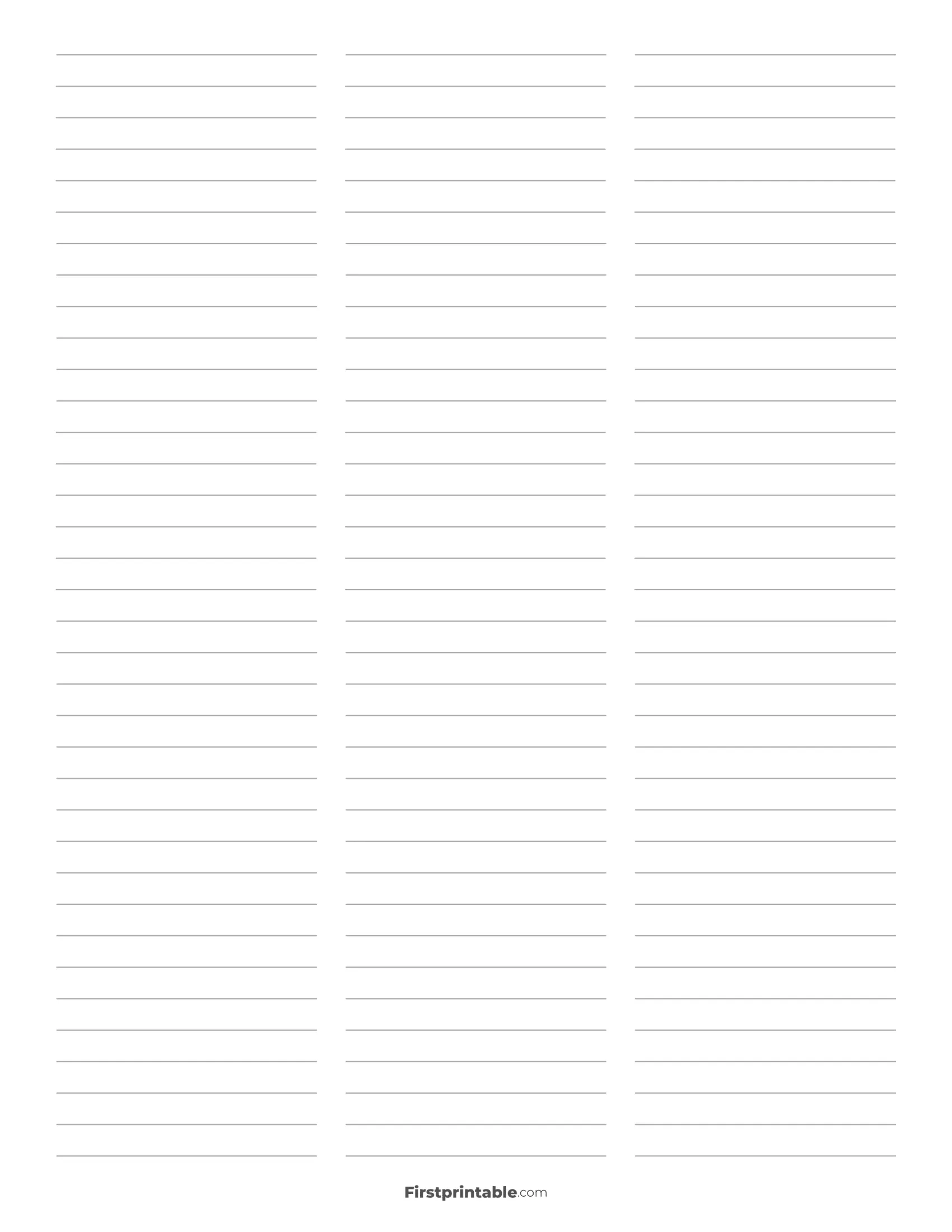 Printable Lined Paper - 3 Column