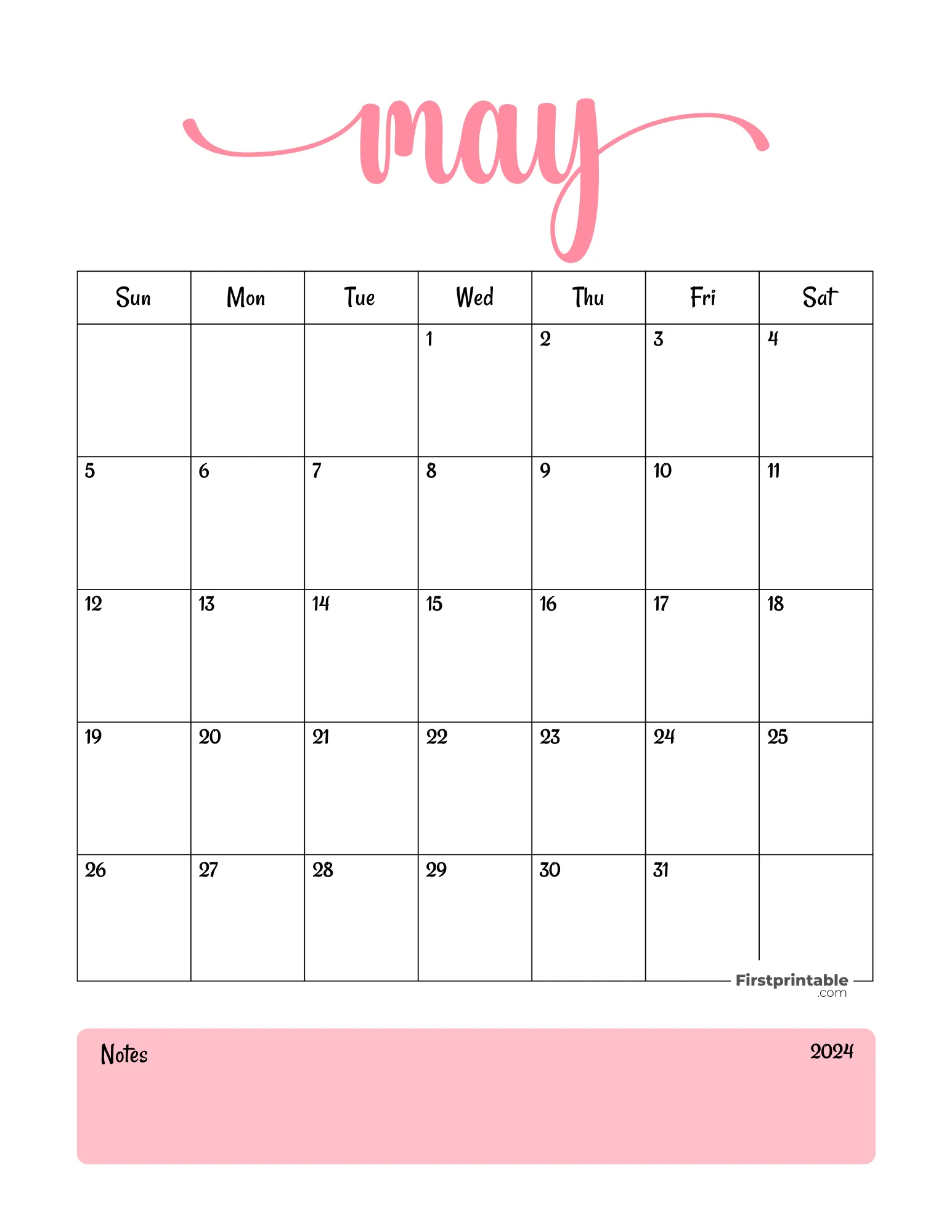 Printable May Calendar 2024 Template 08