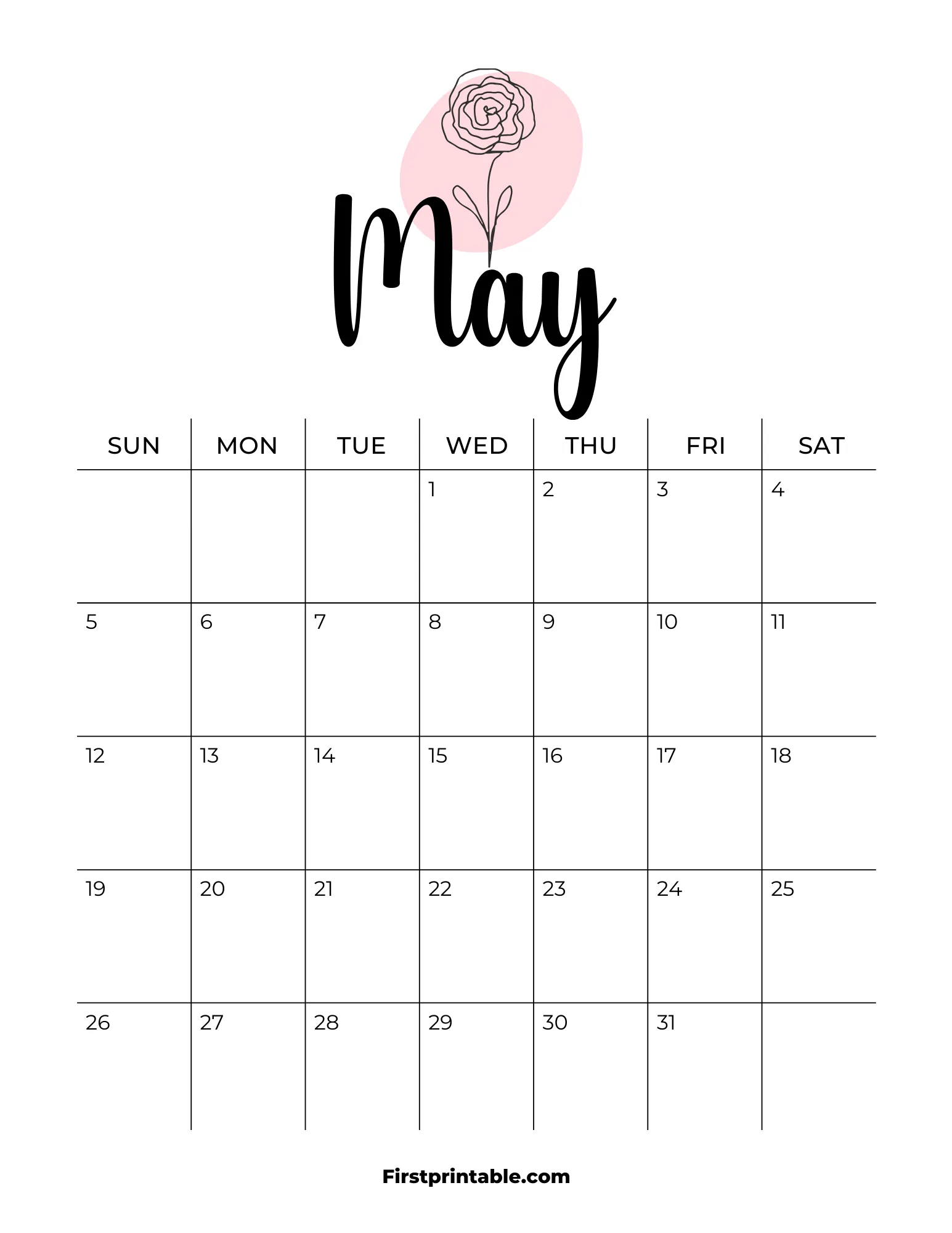 Printable May Calendar 2024 Template 09