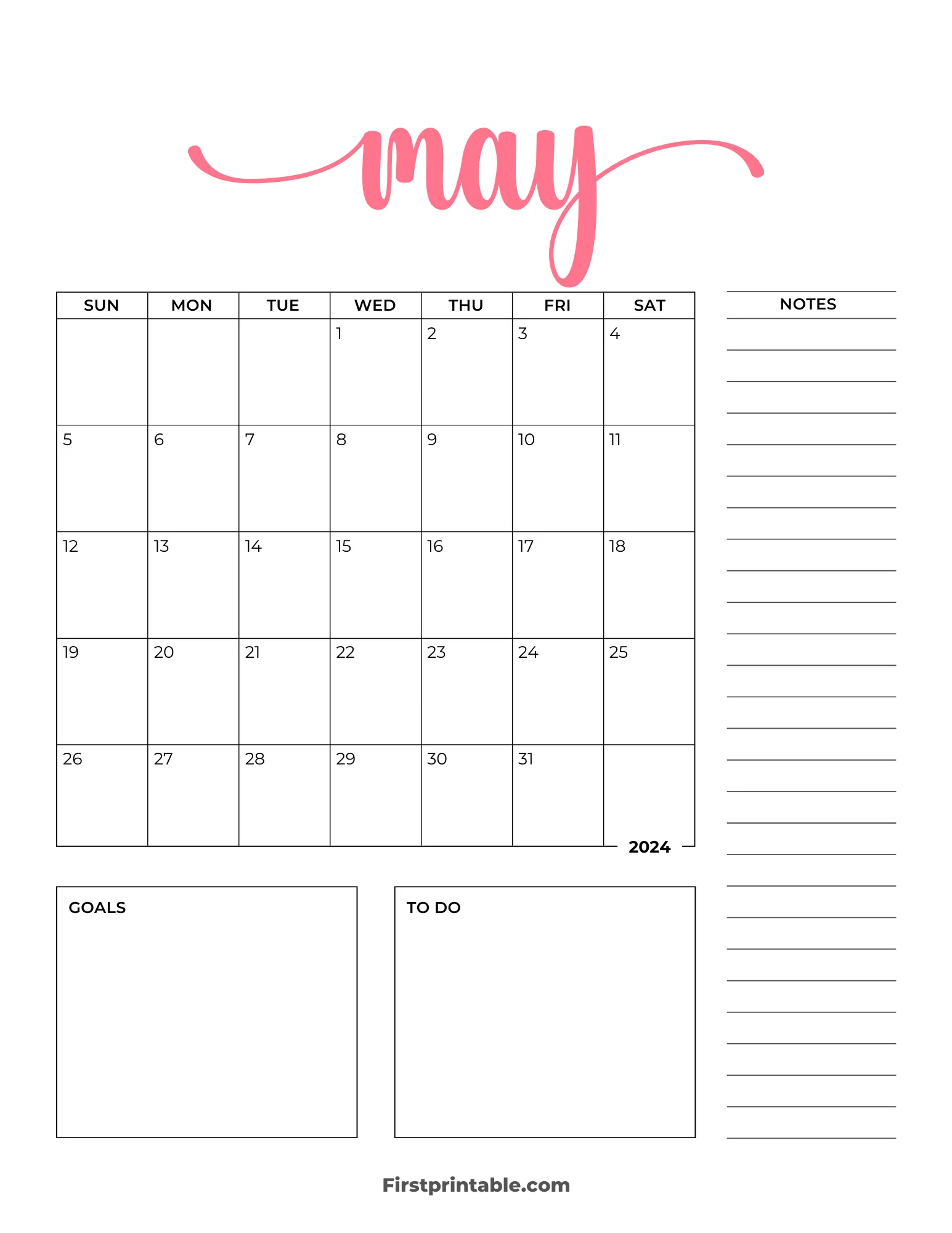 Printable May Calendar 2024 Template 10