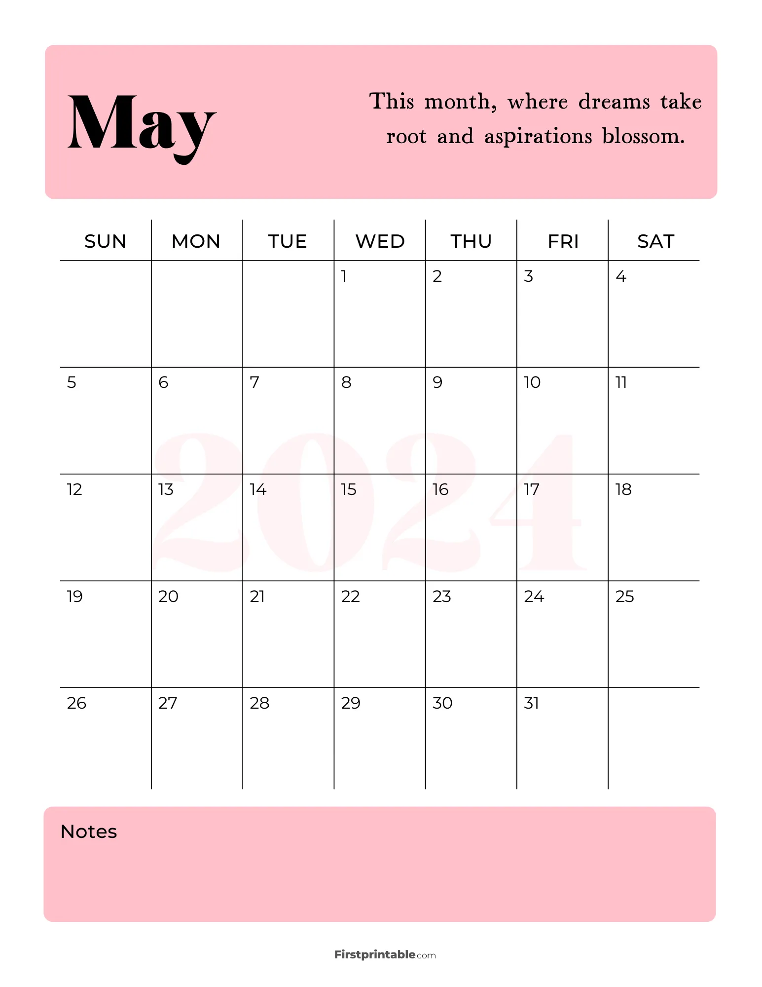 Printable May Calendar 2024 Template 11
