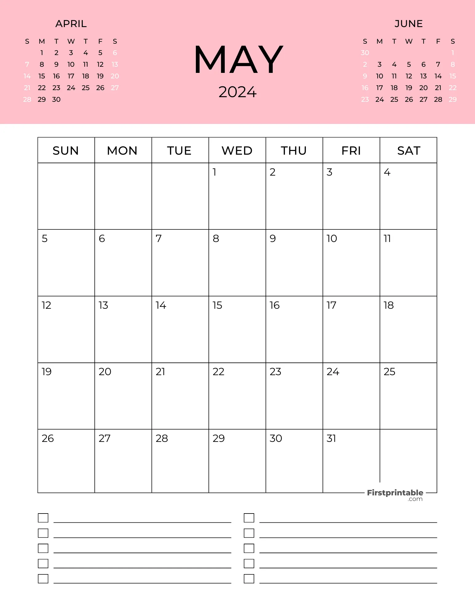 Printable May Calendar 2024 Template 12