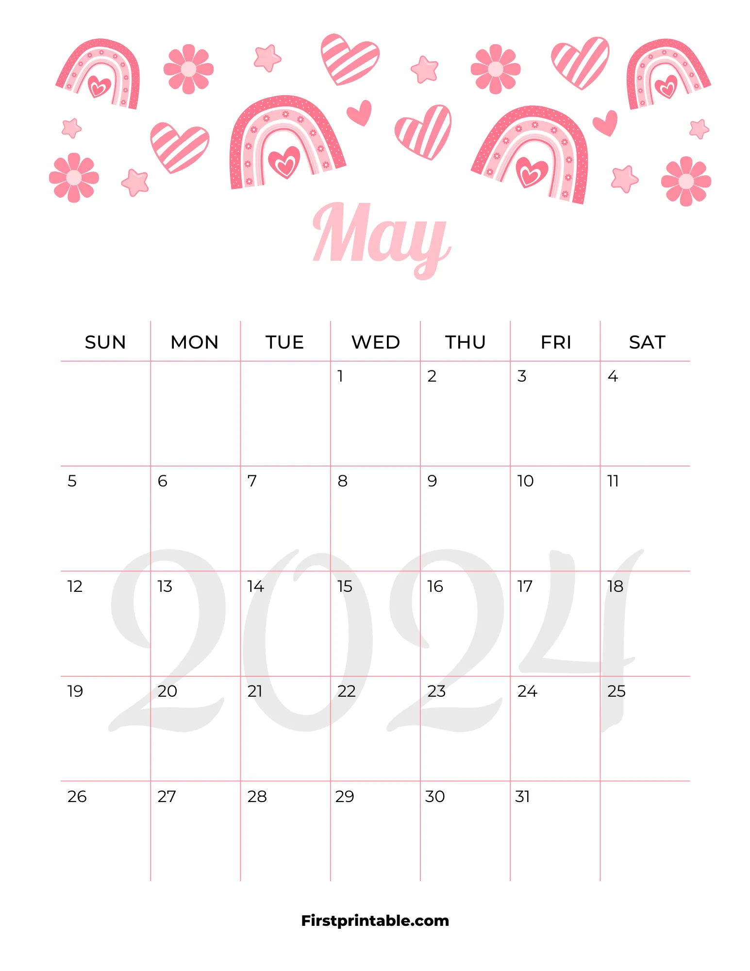 Printable May Calendar 2024 Template 23