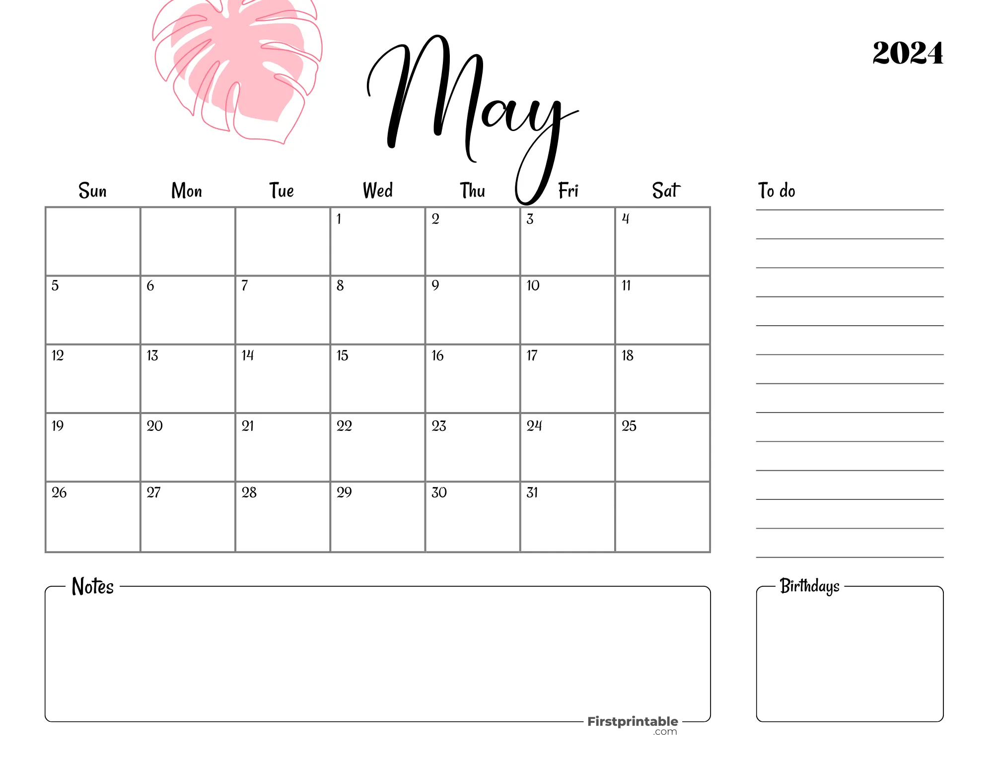 Printable May Calendar 2024 Template 28