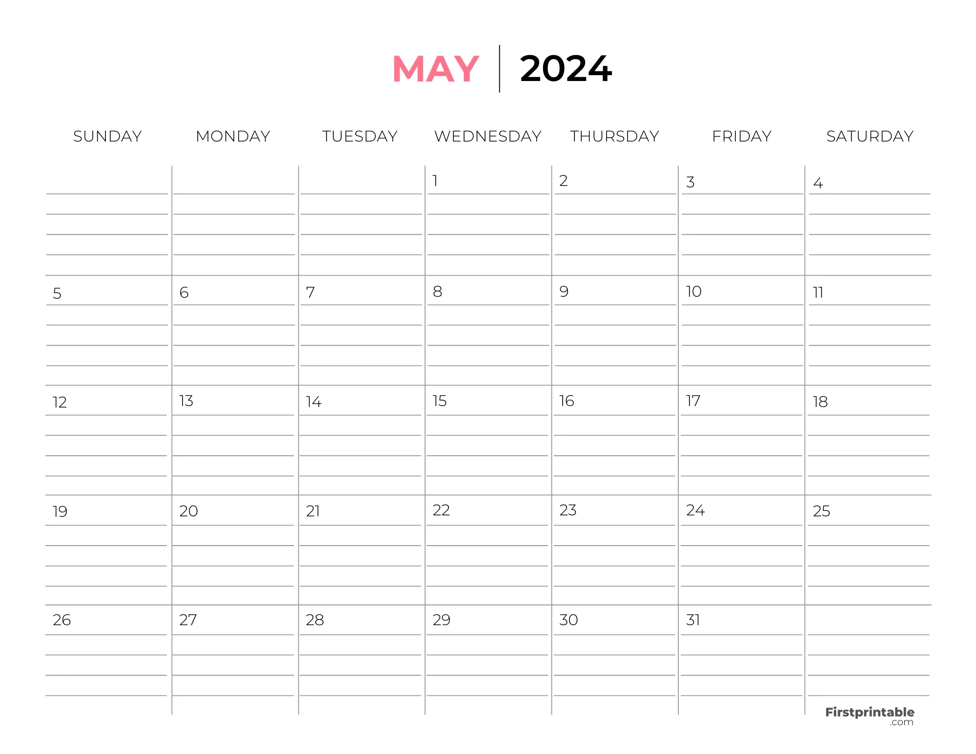 Printable May Calendar 2024 Template 33