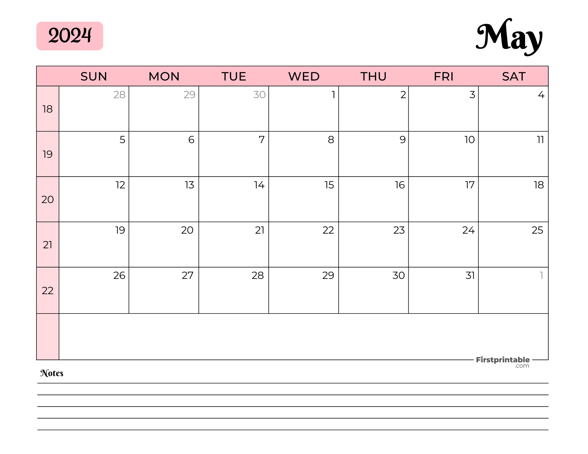 Printable May Calendar 2024 Template 35
