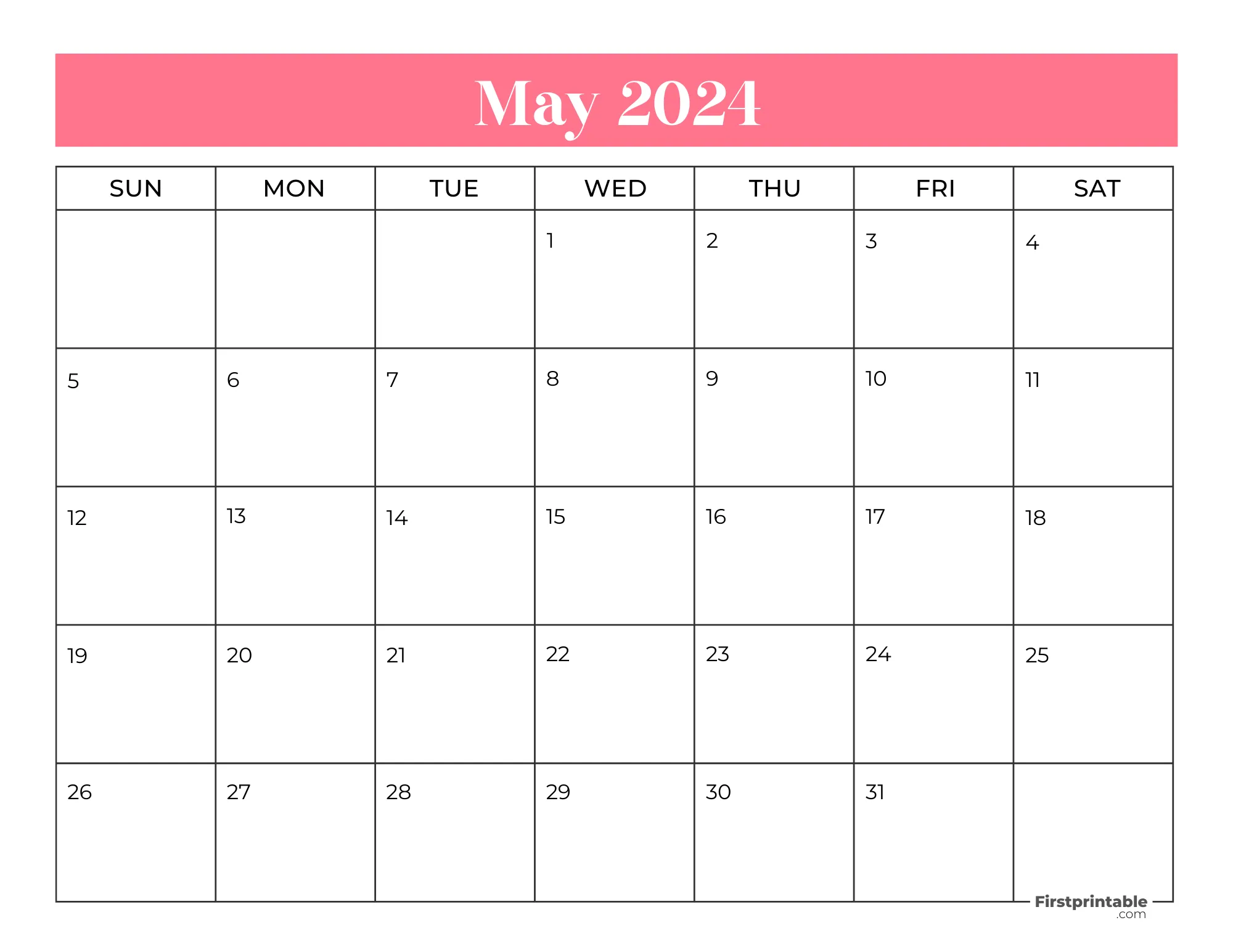 Printable May Calendar 2024 Template 35
