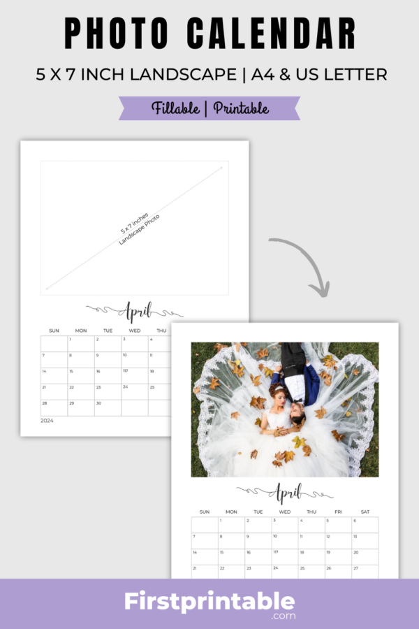 Printable Photo Calendar Letter and A4