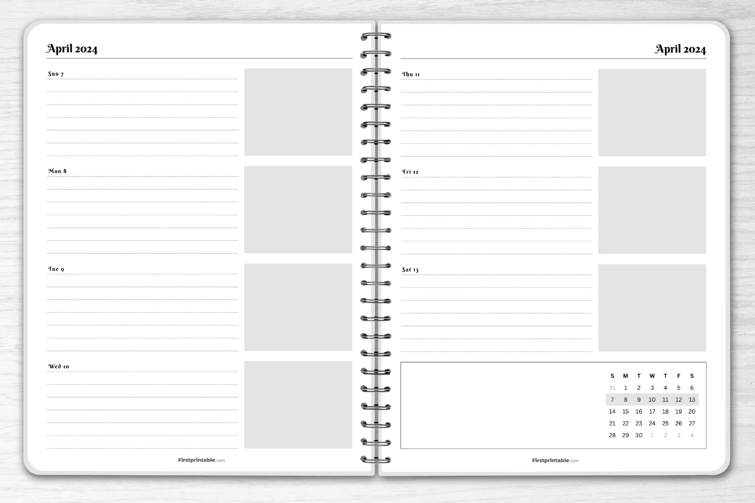 Free Minimalist Weekly Planner with Dates - April 2024