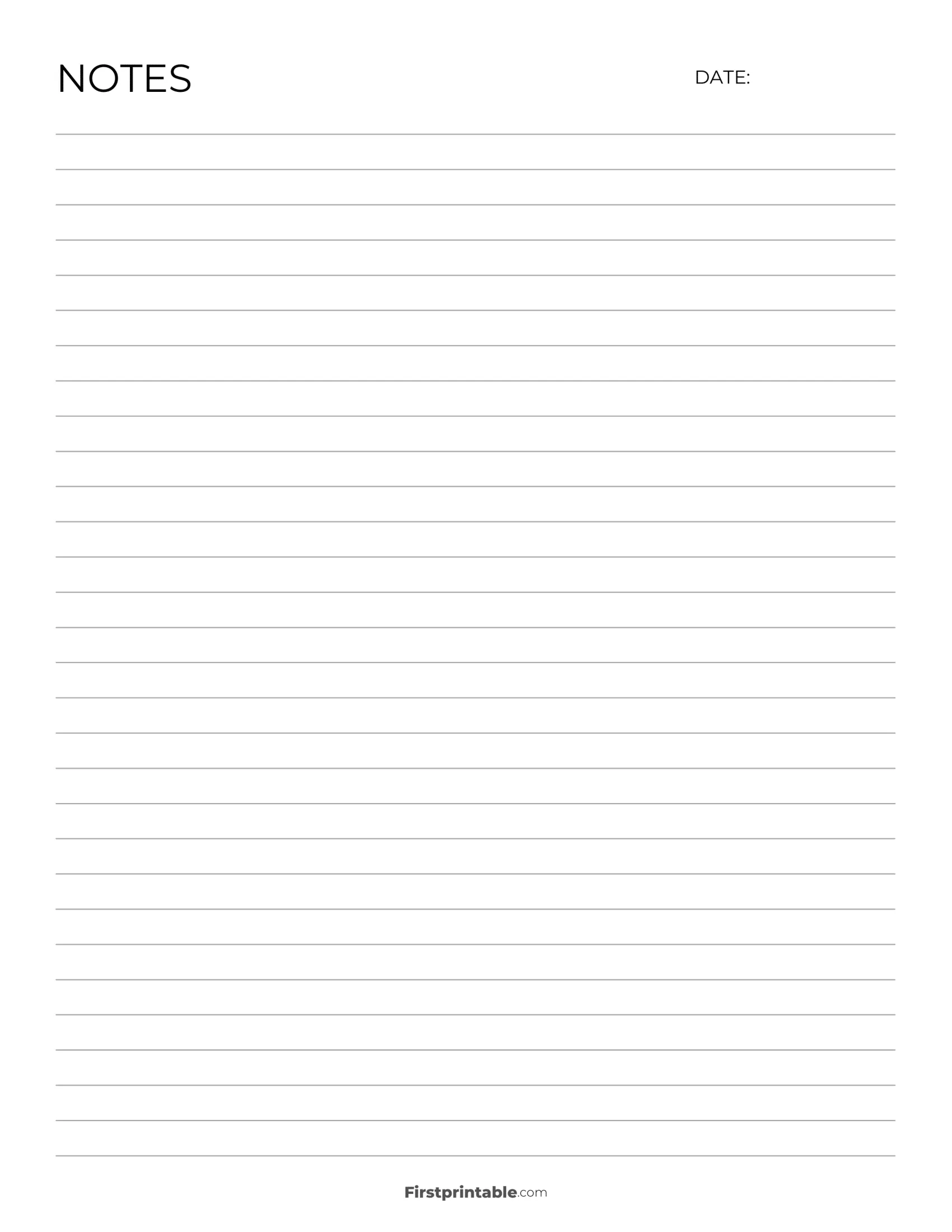 Printable lined Paper - Notes Taking