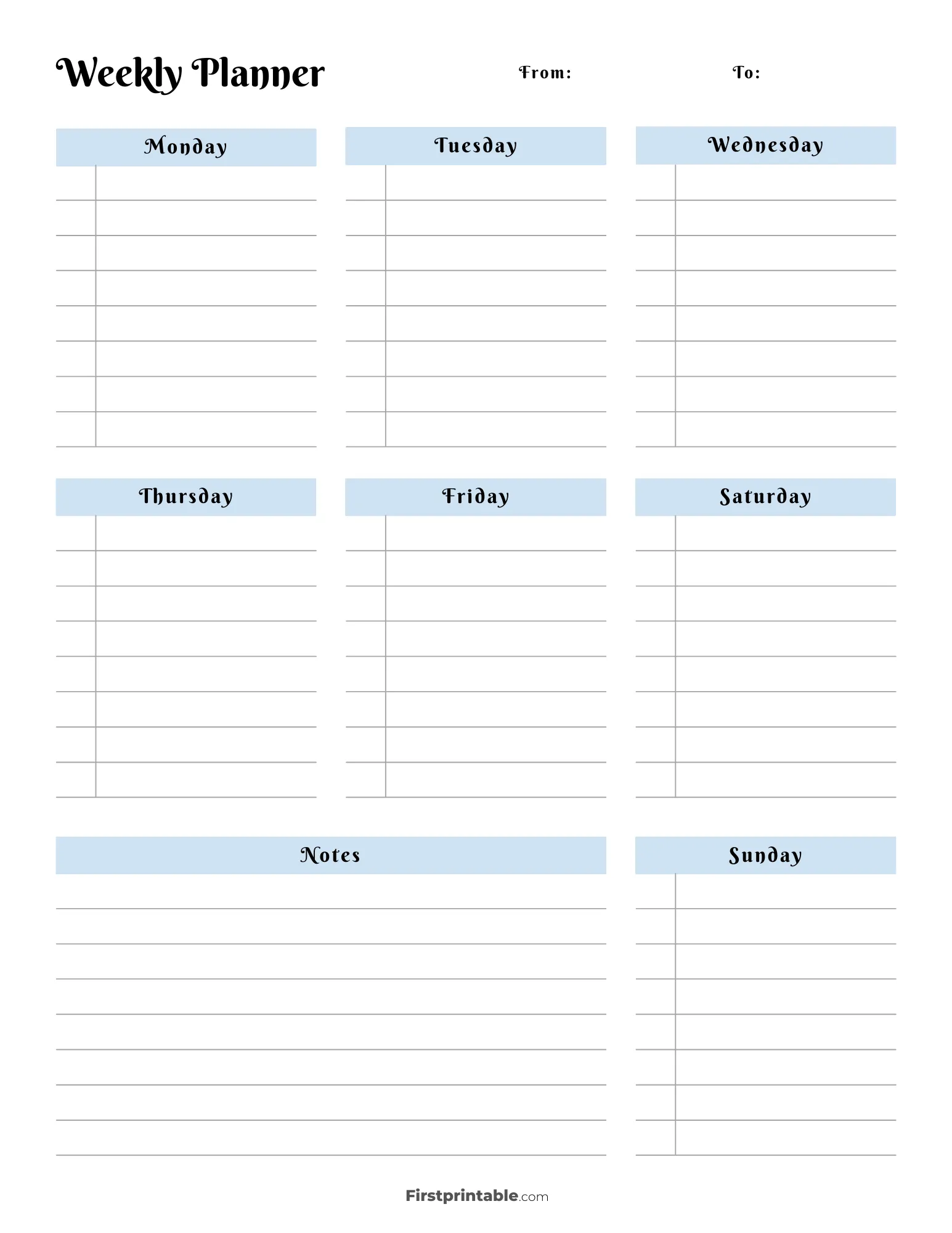 Undated Aesthetic Weekly Planner with Lines 13