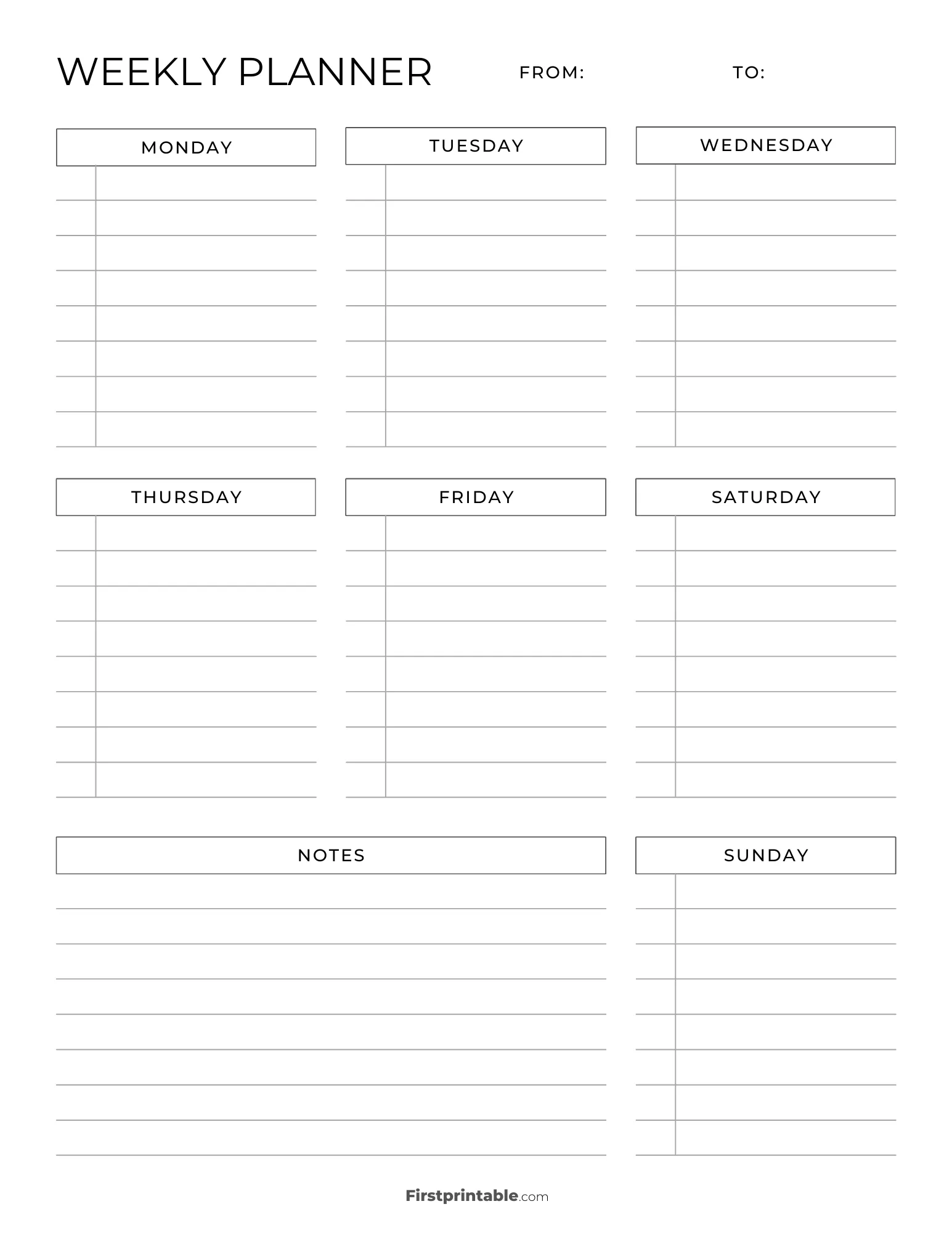 Undated Minimalist Weekly Planner with Lines 08