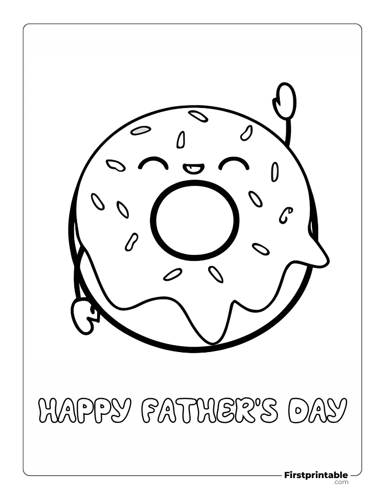 "Happy Father's Day" Donut Coloring Page