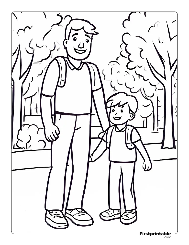 "Dad and son" Coloring Page