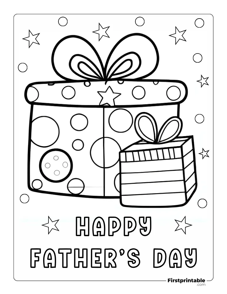 "Happy Father's day" Gift box Coloring Page