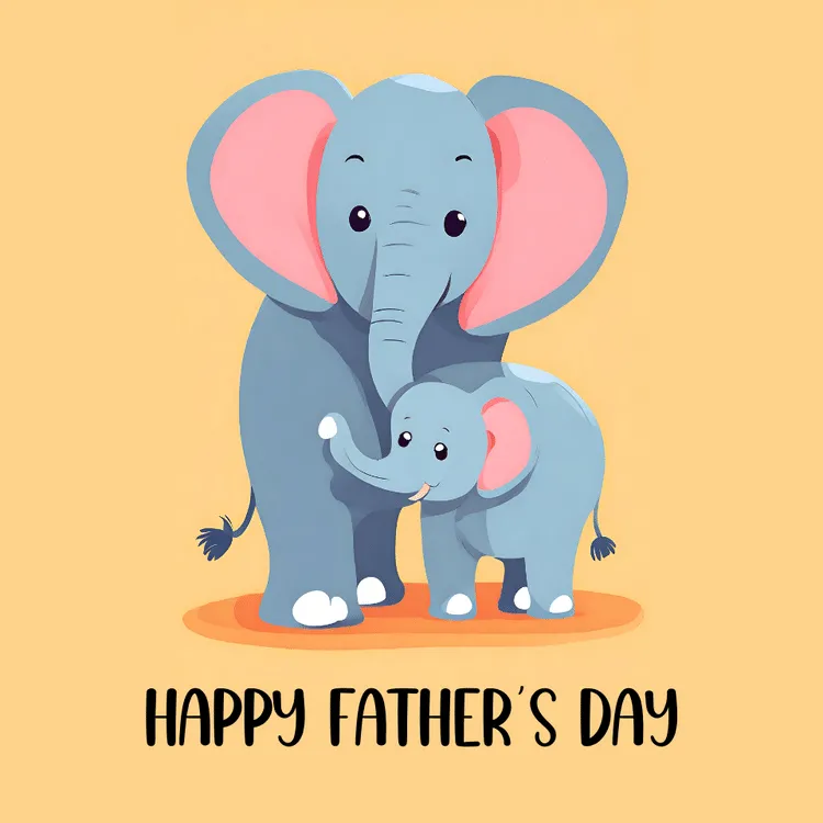 Printable Cute Elephant " Happy Father's Day" Card