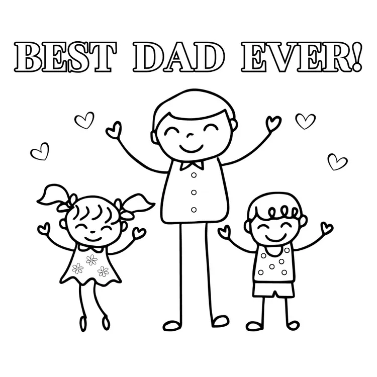 Printable "Best Dad Ever" card to color