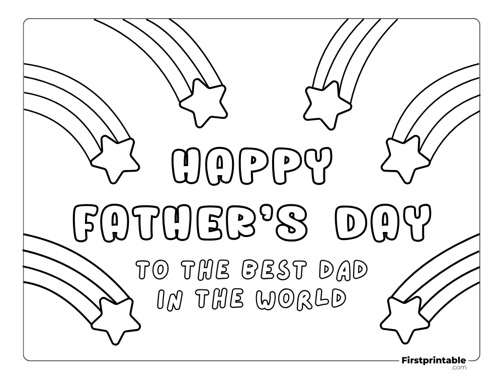 "Happy Father's Day" Shooting Star Coloring Page