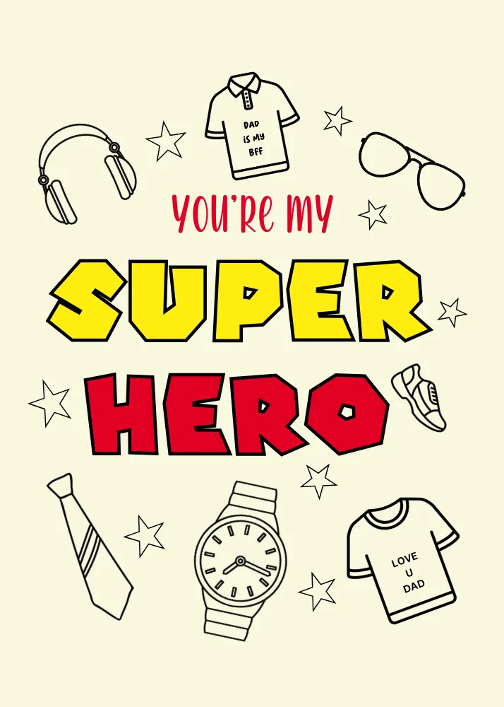Printable "Super Hero" Card