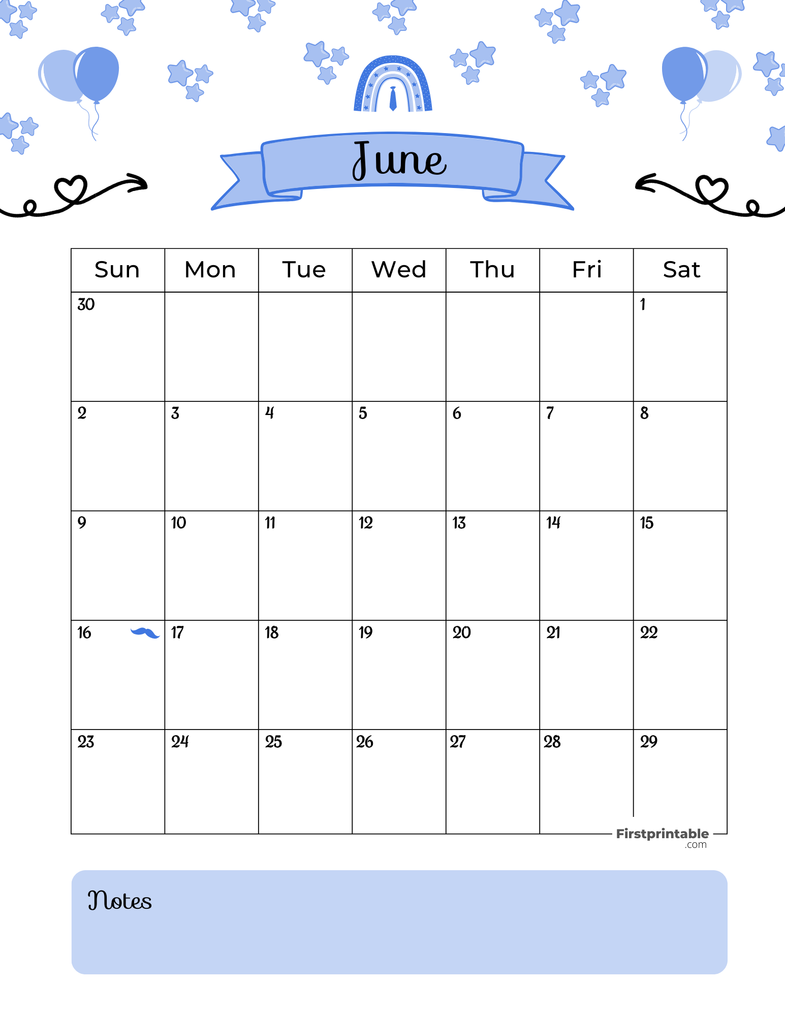 June Calendar 2024 Fathers Day Template 01