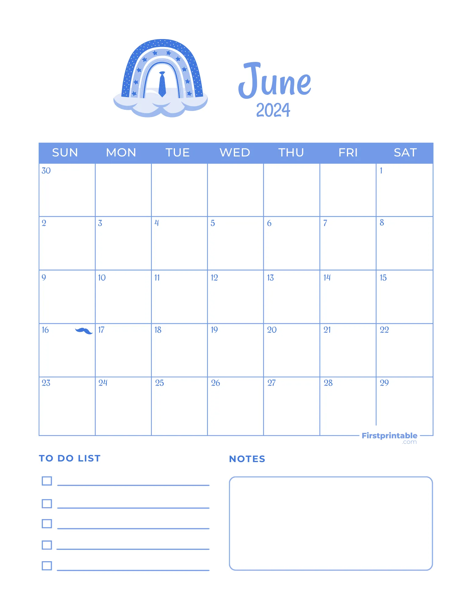 June Calendar 2024 Fathers Day Template 02