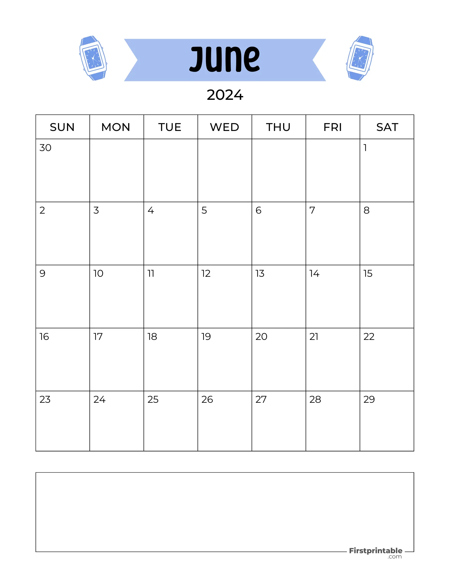 June Calendar 2024 Fathers Day Template 06