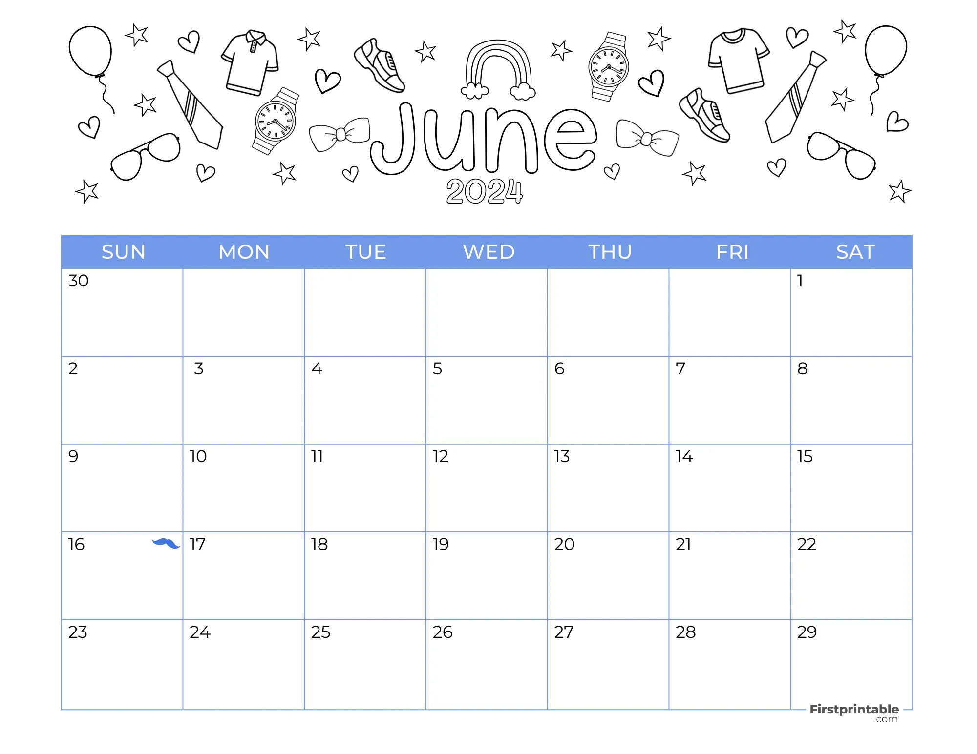 Printable June Calendar 2024 Fathers Day Template 42