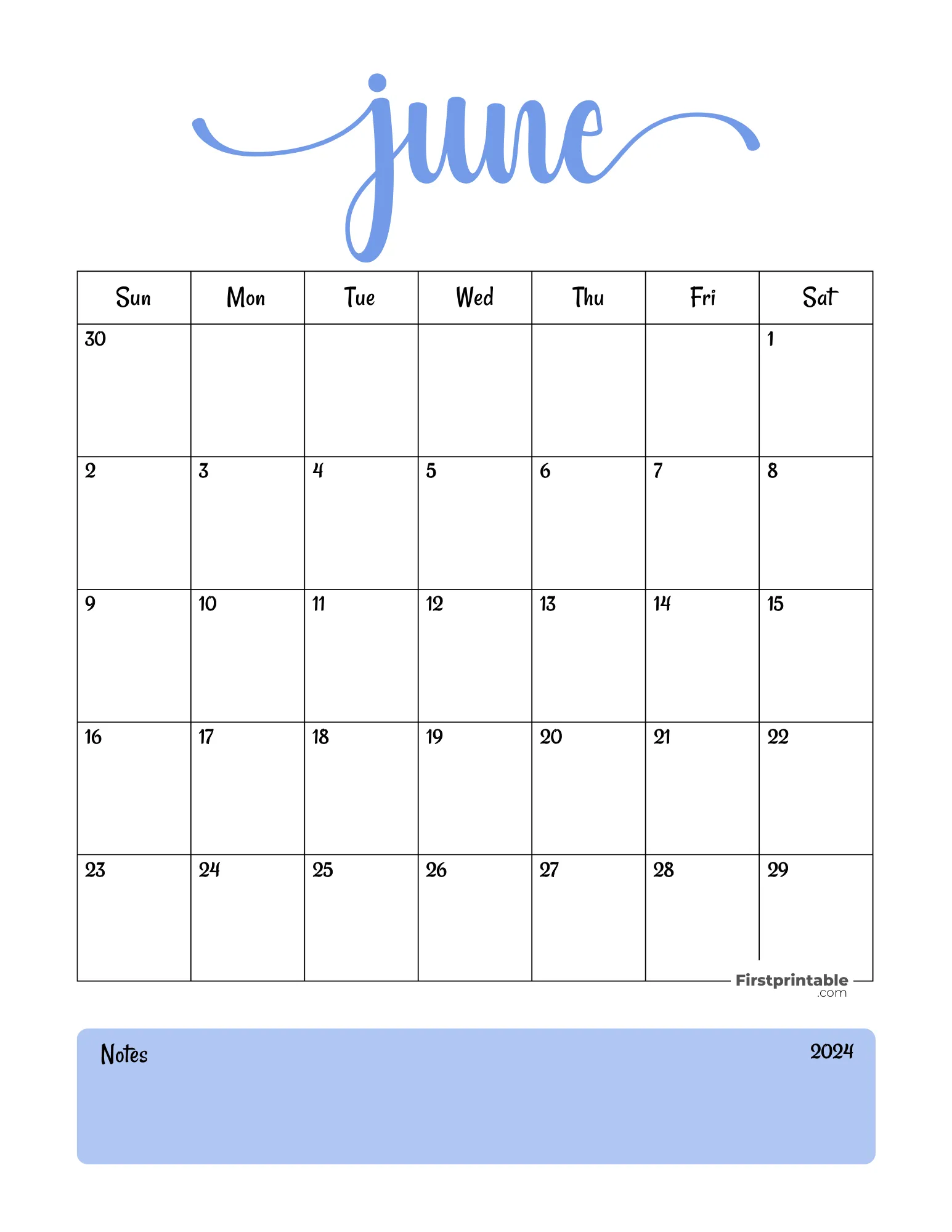 Printable June Calendar 2024 Template 08