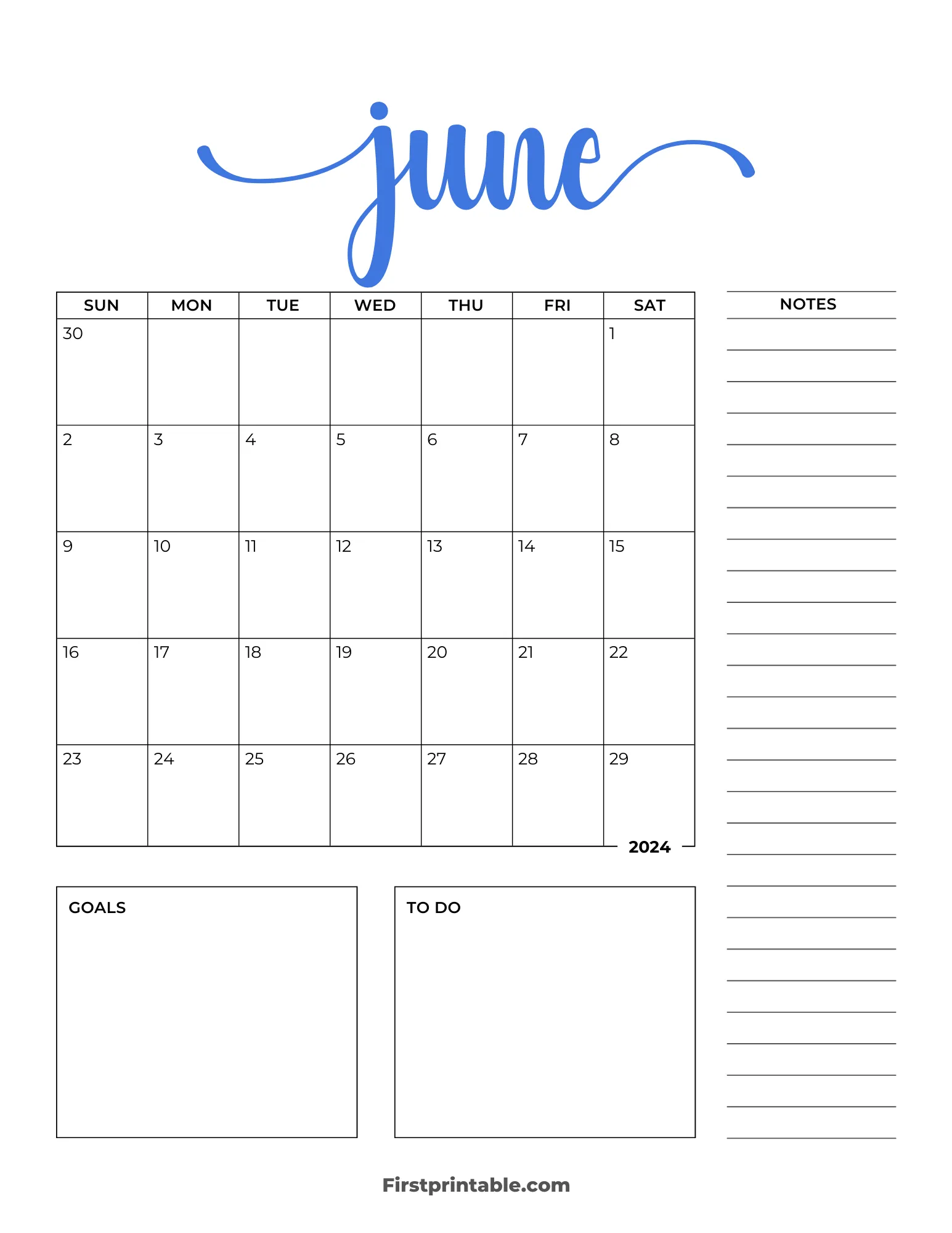 Printable June Calendar 2024 Template 10