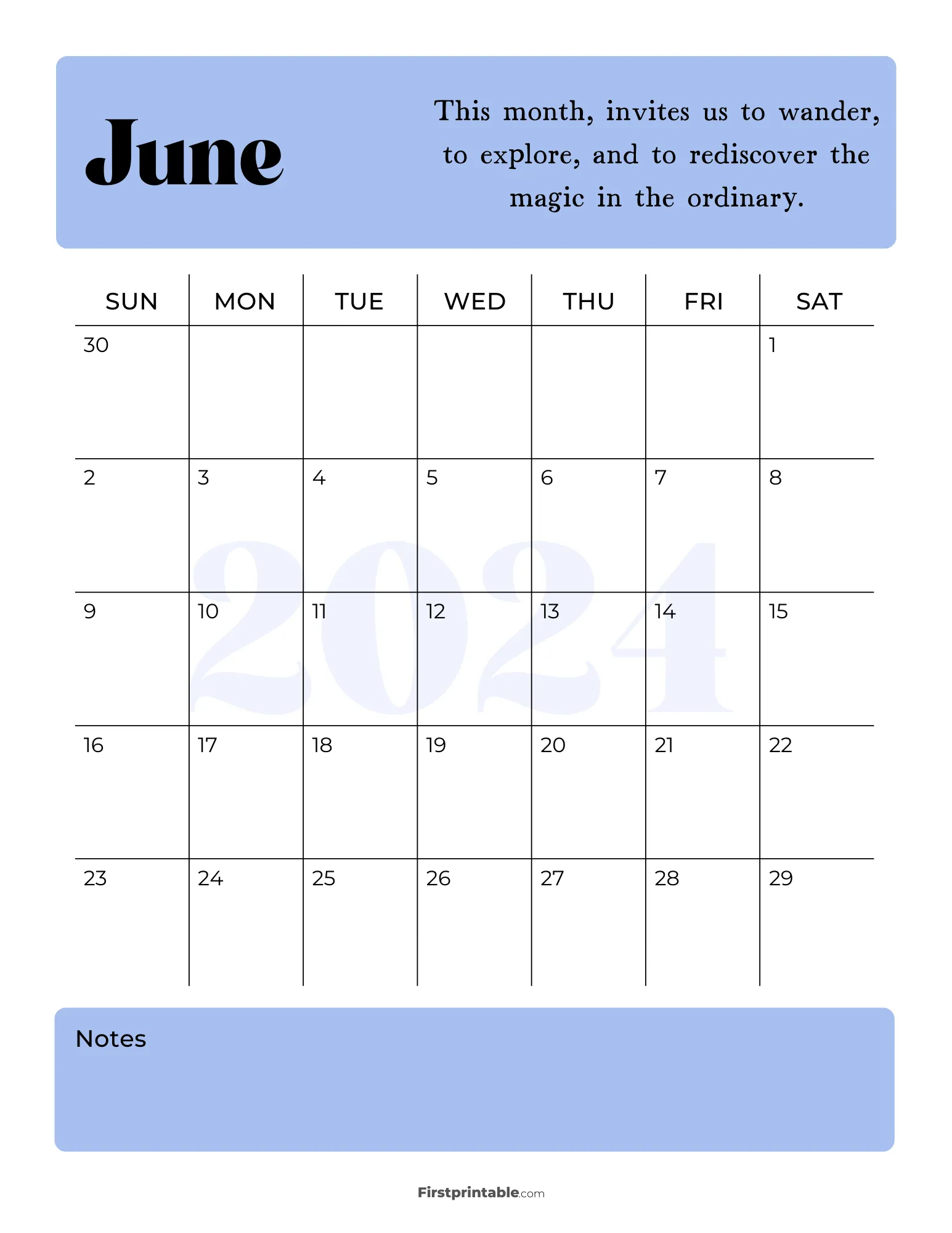 Printable June Calendar 2024 Template 11