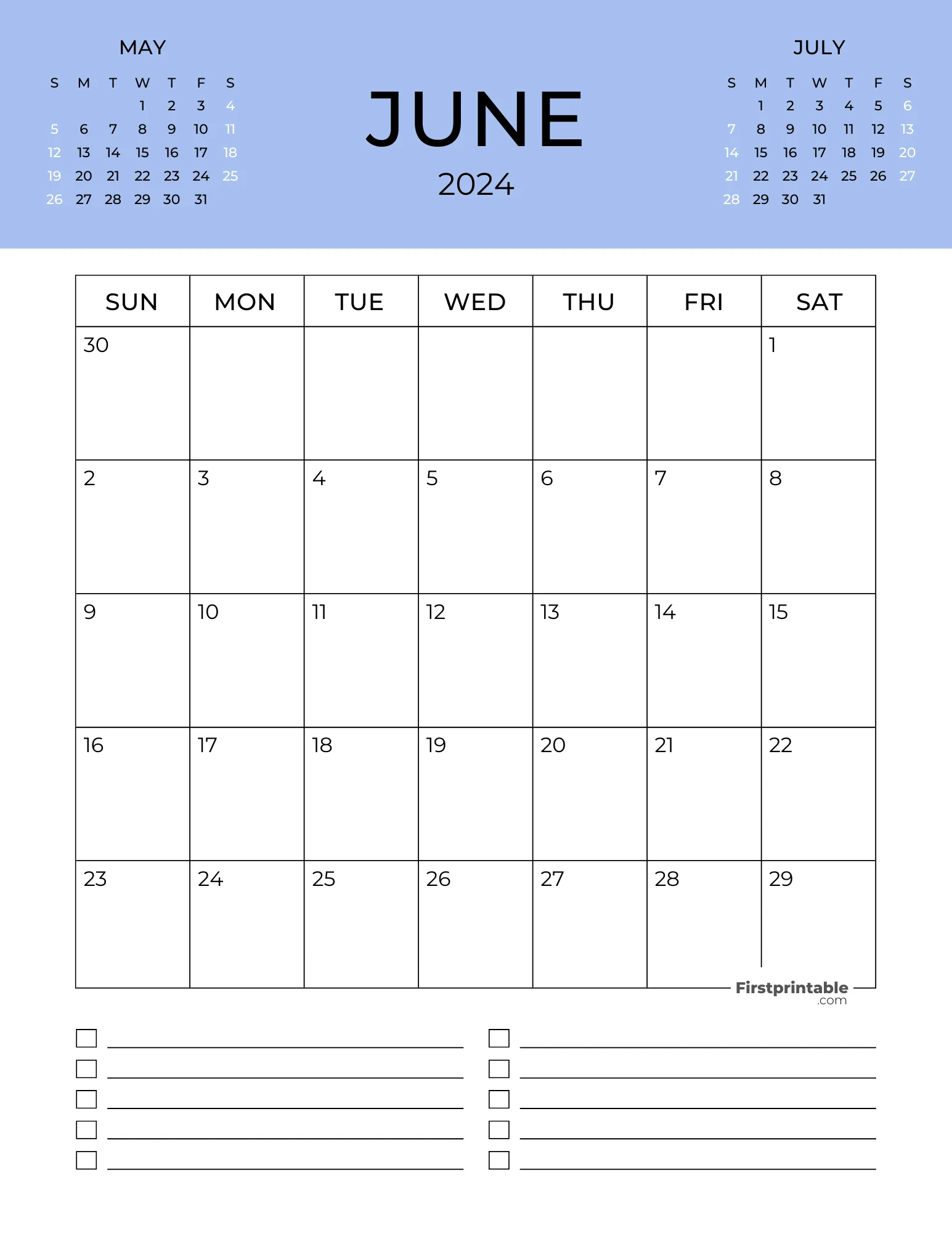 Printable June Calendar 2024 Template 12