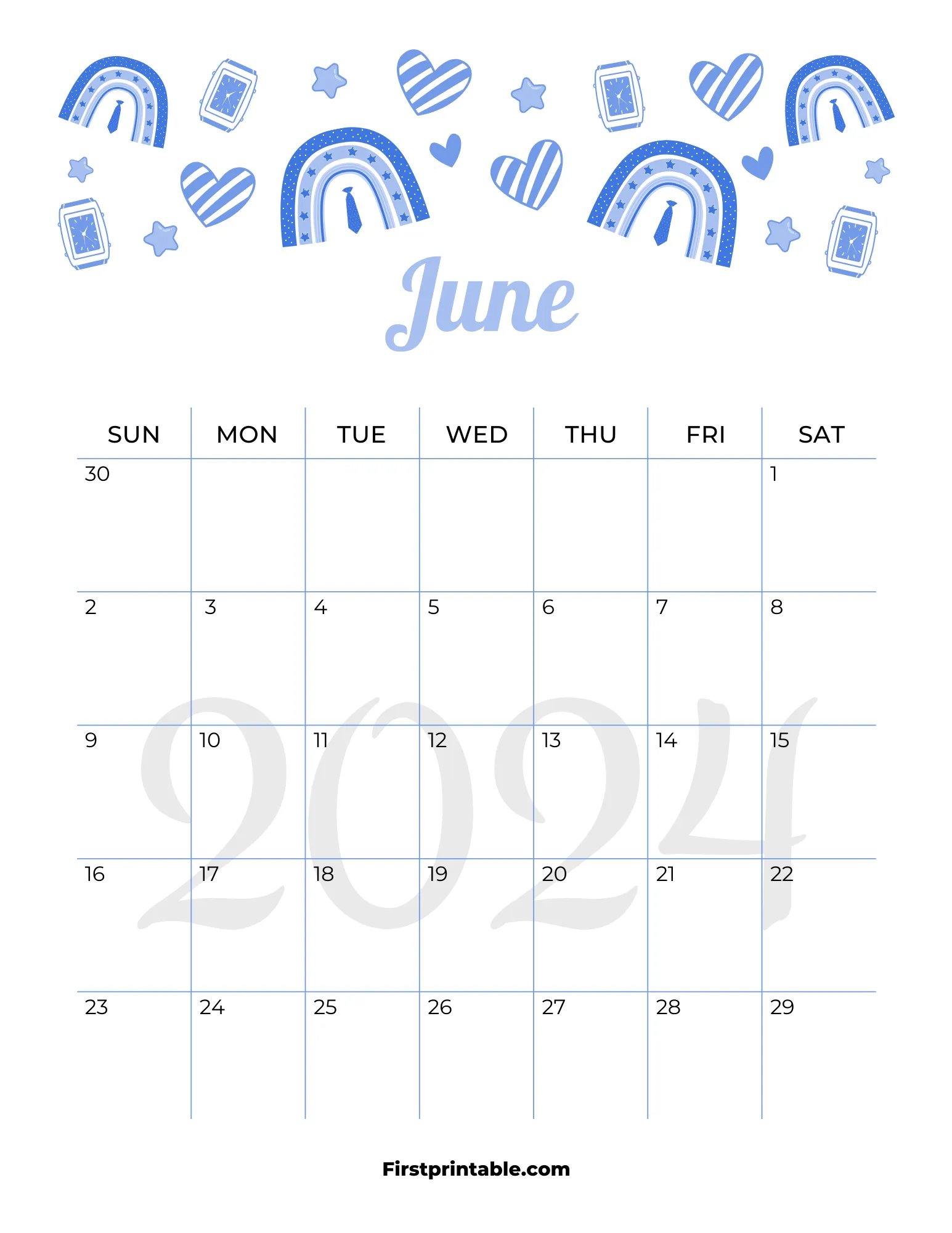 Printable June Calendar 2024 Template 23