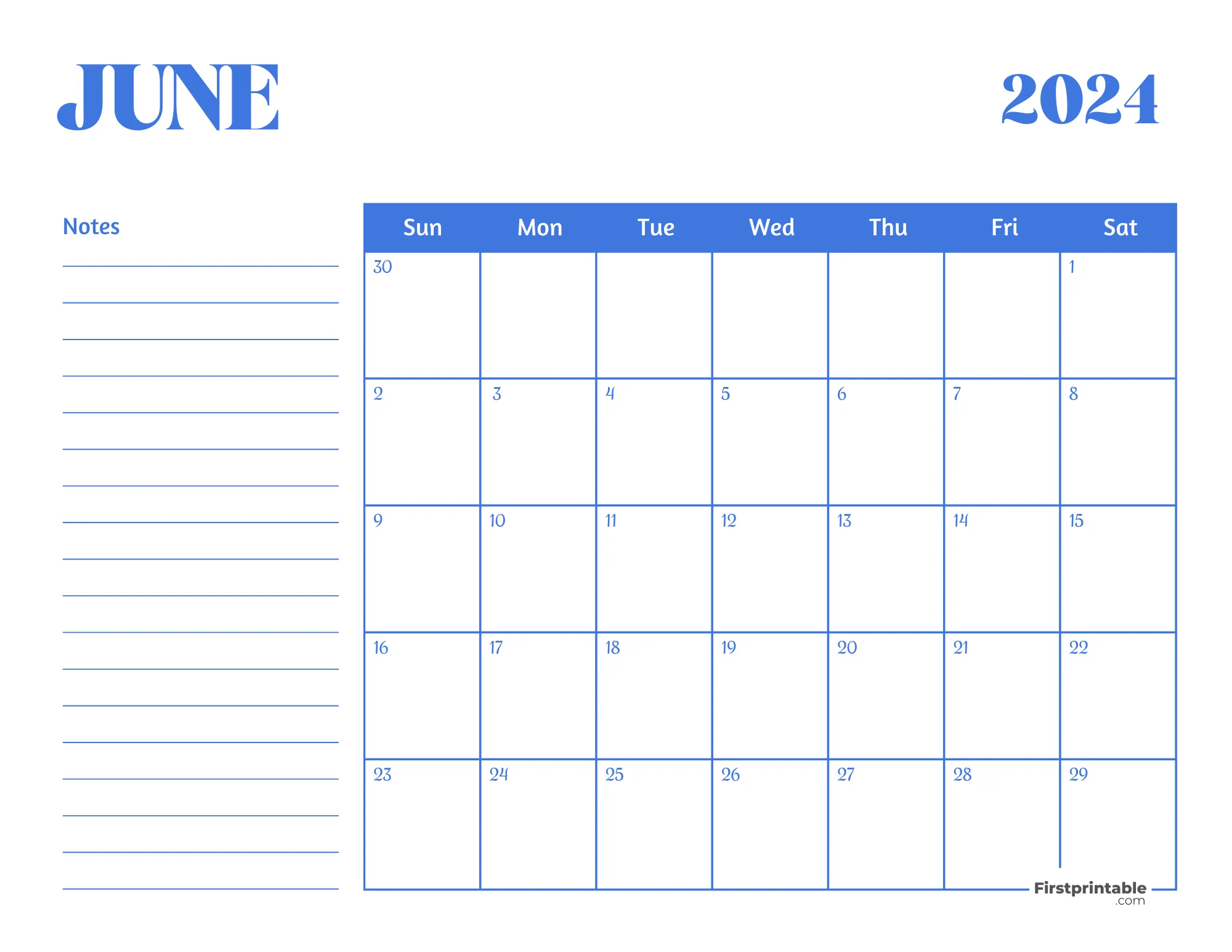 Printable June Calendar 2024 Template 29