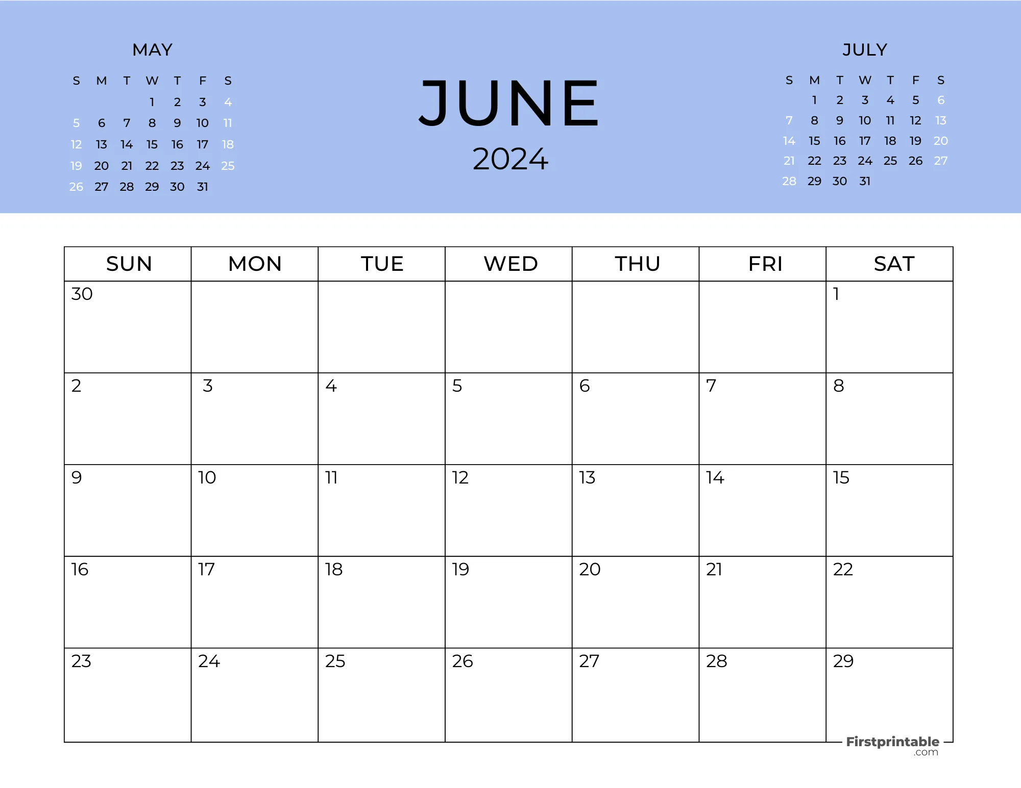 Printable June Calendar 2024 Template 30