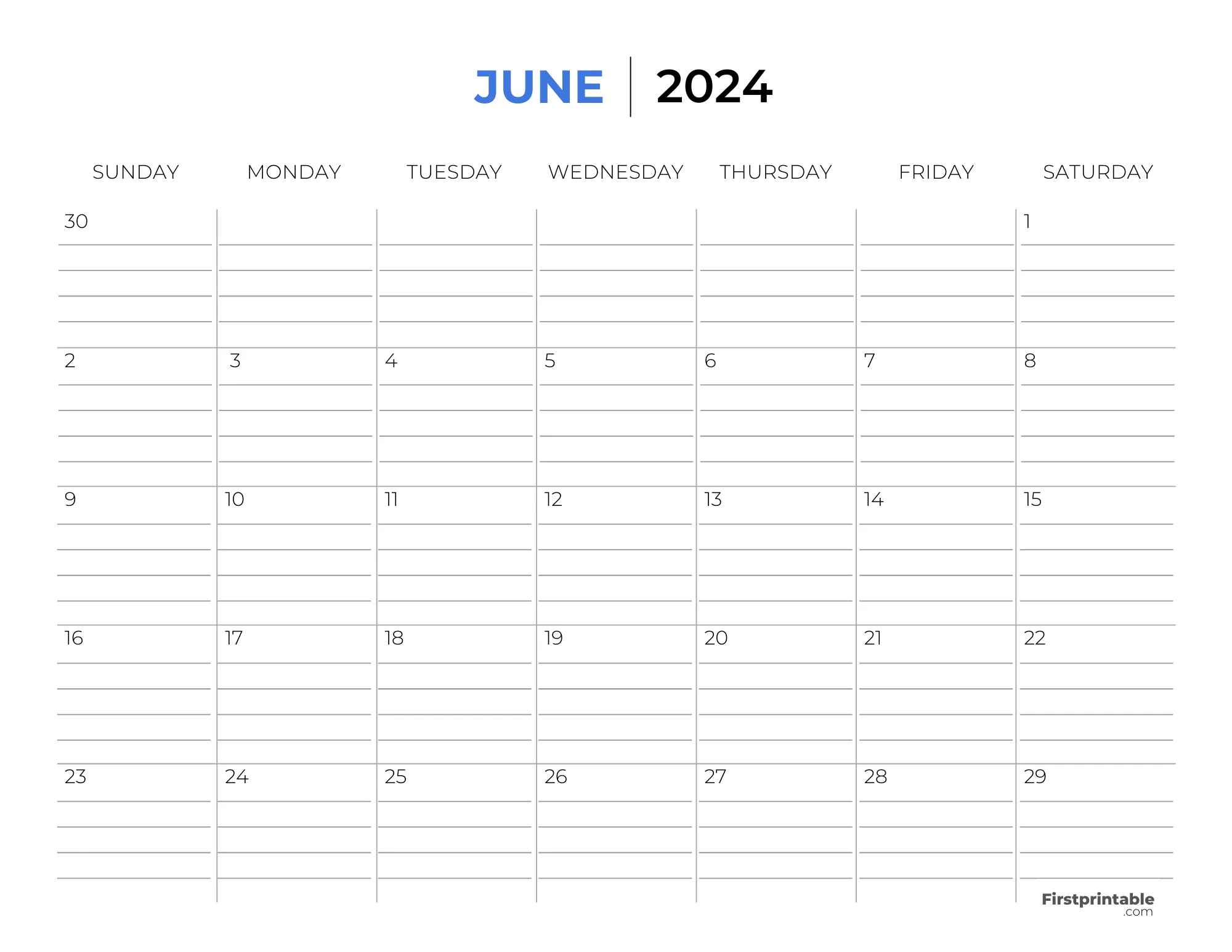 Printable June Calendar 2024 Template 33