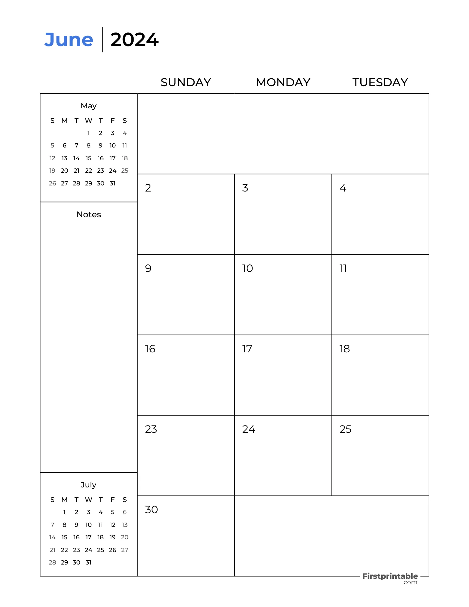 Printable June Calendar 2024 Two Page Template 21