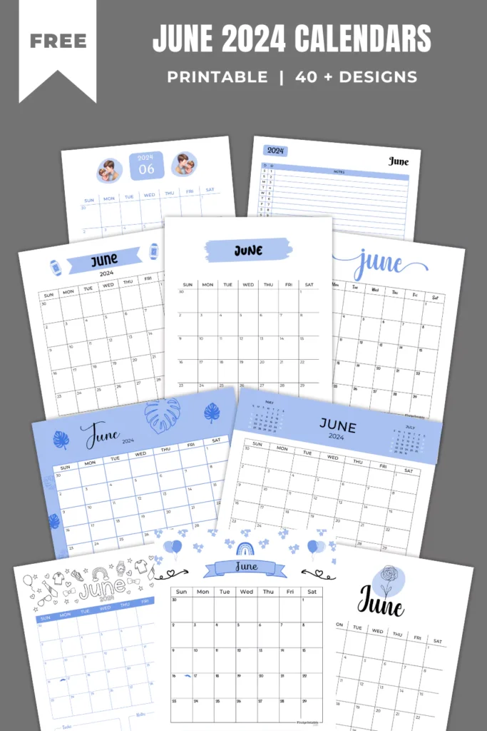 Printable June Calendar 2024 montage