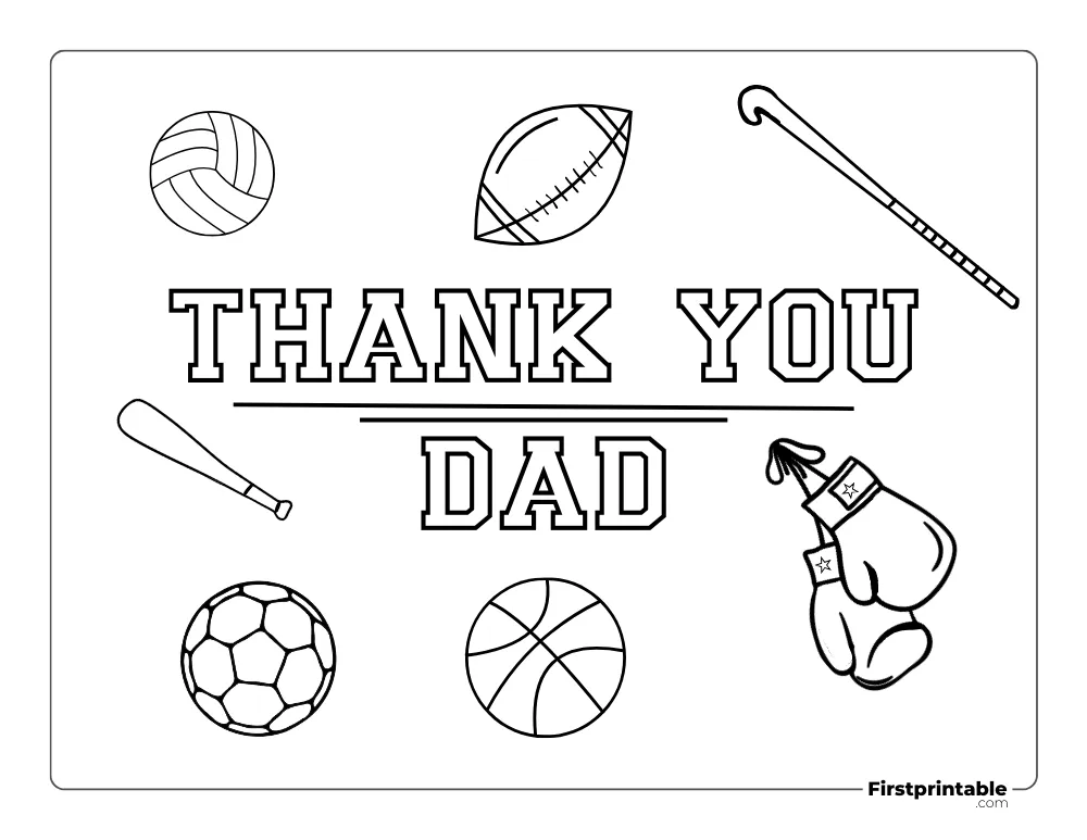 "Thank you Dad" Father's Day Coloring Page