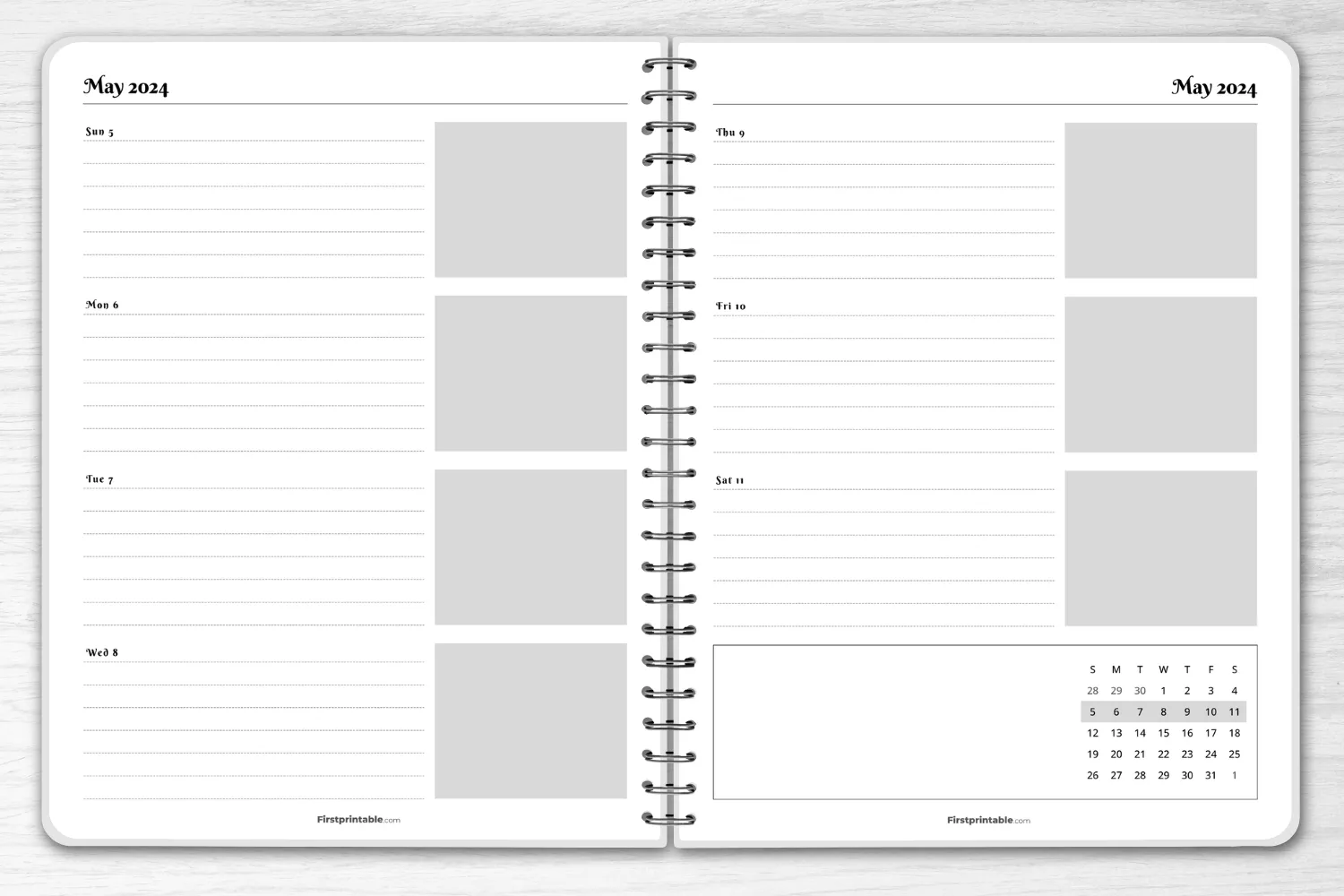 Free Minimalist Weekly Planner with Dates - May 2024