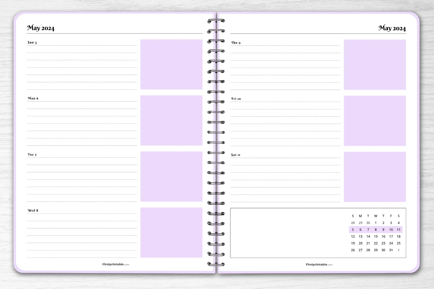 Free May 2024 Weekly Planner - Horizontal Layout