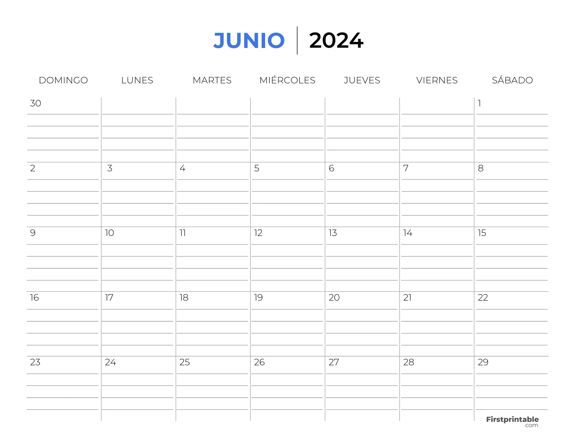 Spanish June Calendar 2024 Template 49_firstprintable_com