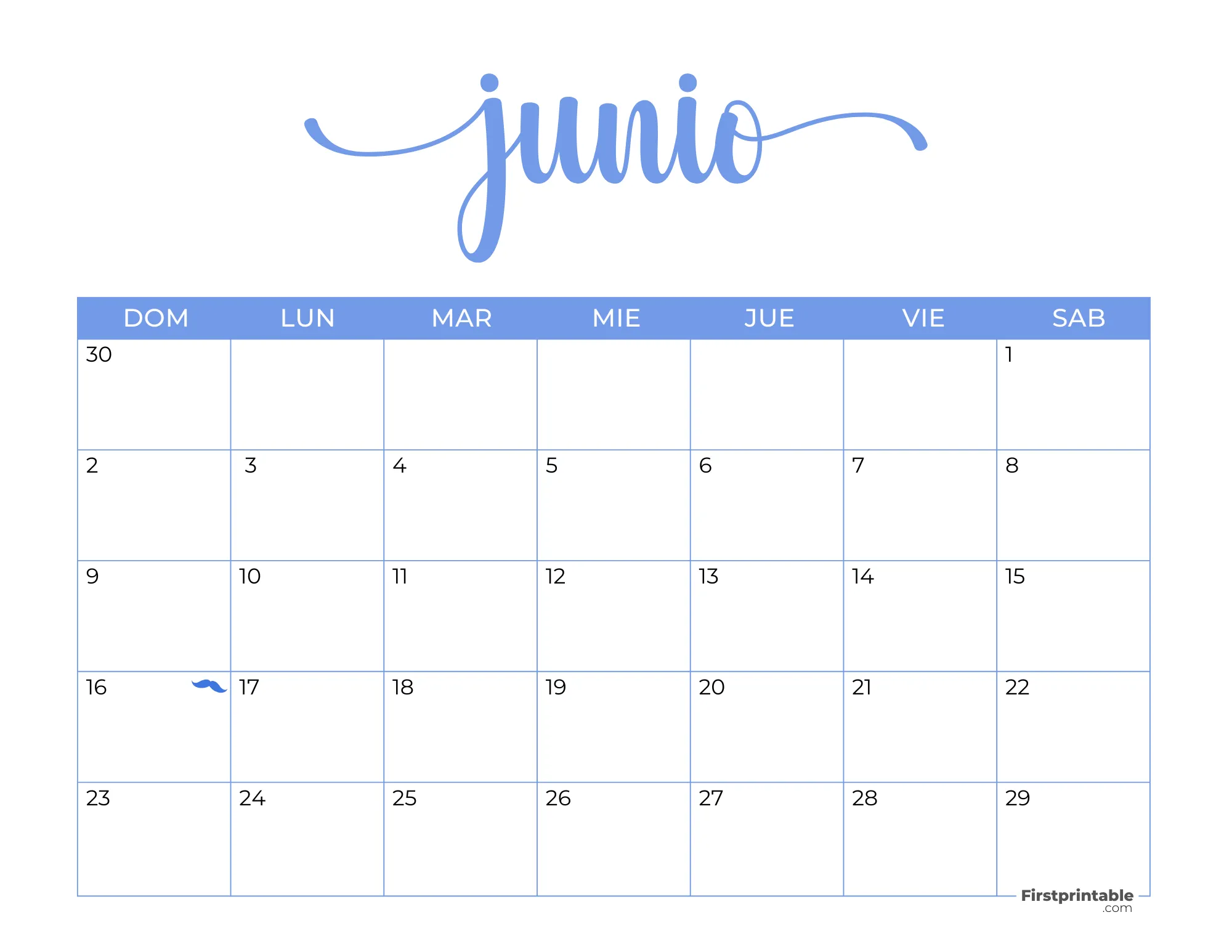 Spanish Printable June Calendar 2024 Template 46